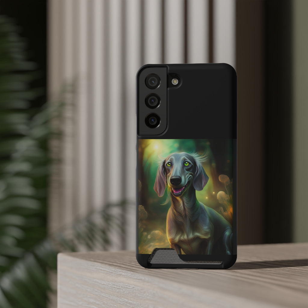 Dachshund Silver Grey Phone Case with Card Holder