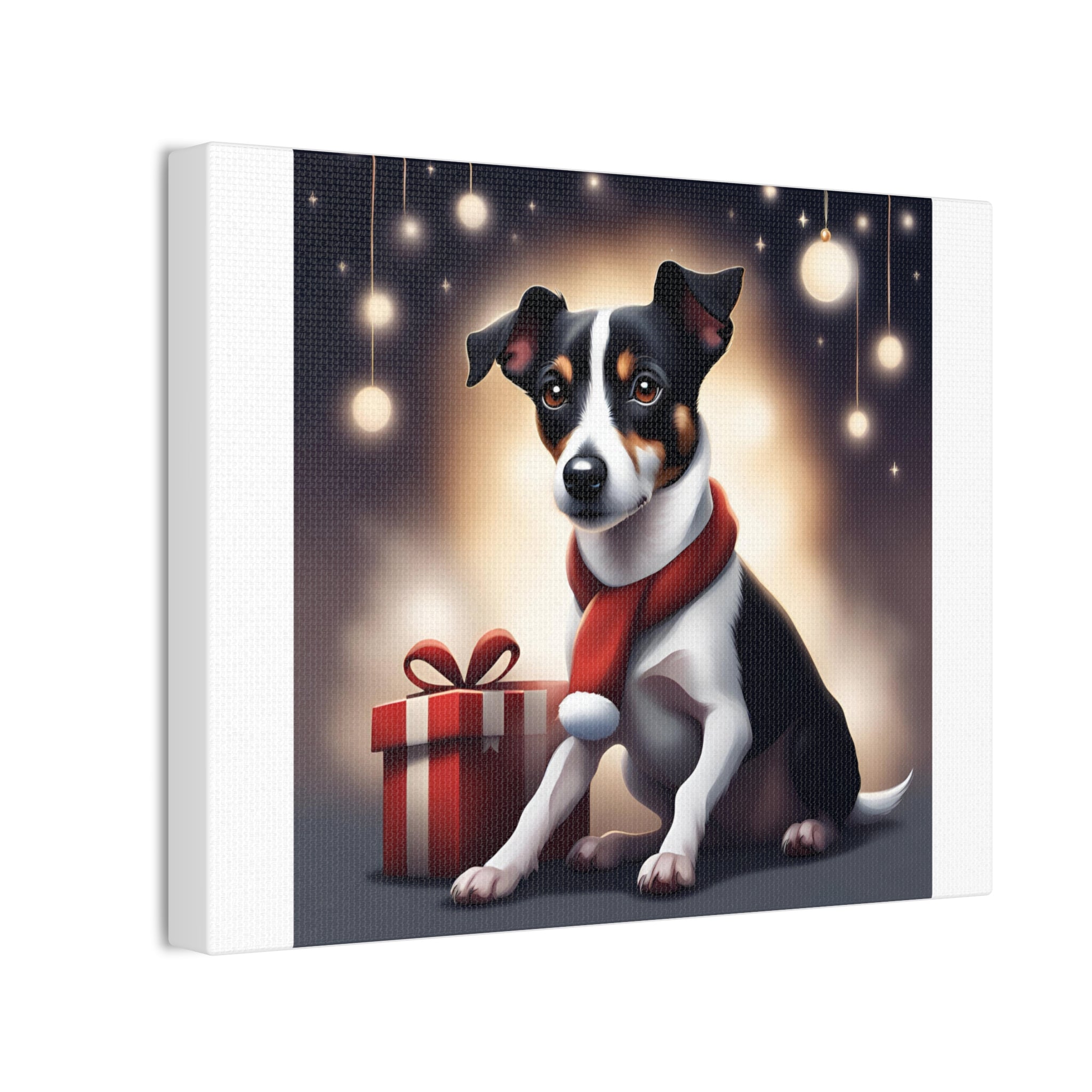 Jack Russel Holiday Canvas Stretched, 0.75"