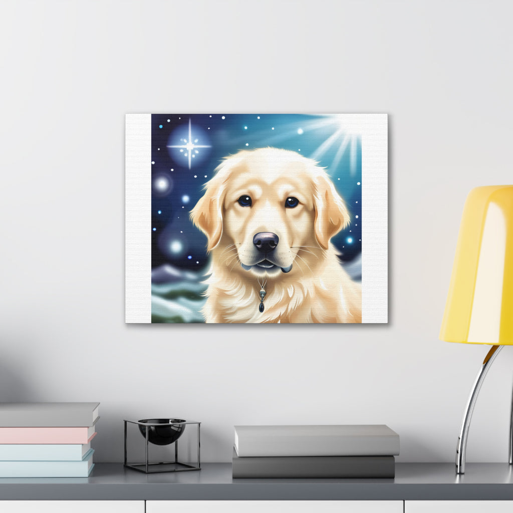 Golden Retriever Stary Night Canvas Stretched, 0.75"