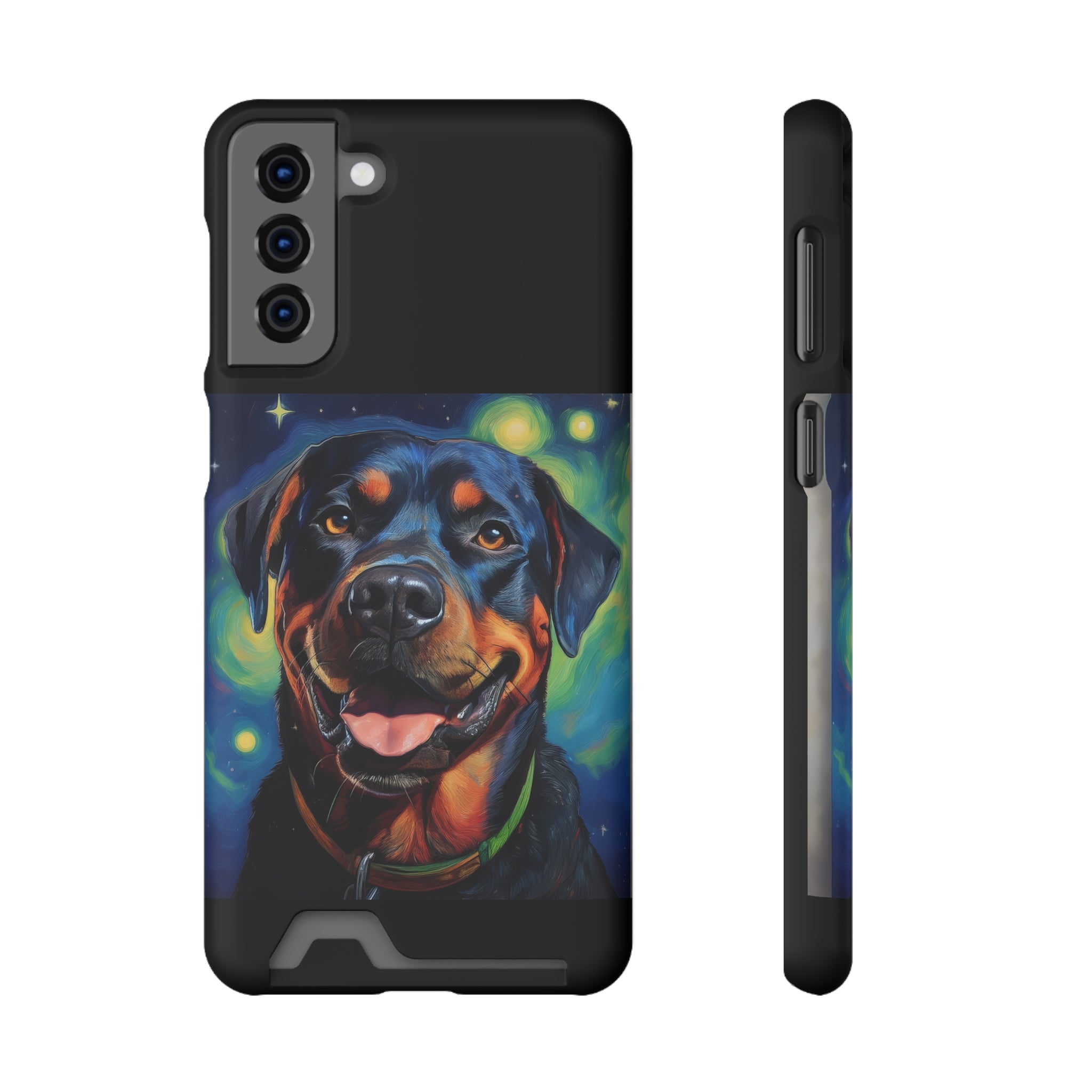 Rottweiler Stary Night Phone Case with Card Holder