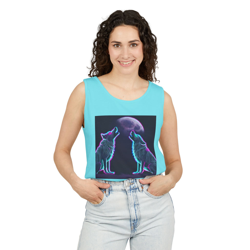 Neon Wolves Howling Unisex Tank Top