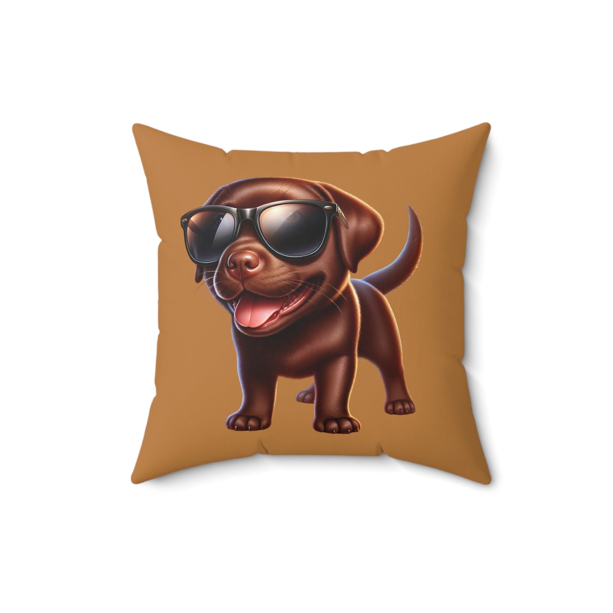 Chocolate Lab w/ sunglasses Polyester Square Pillow