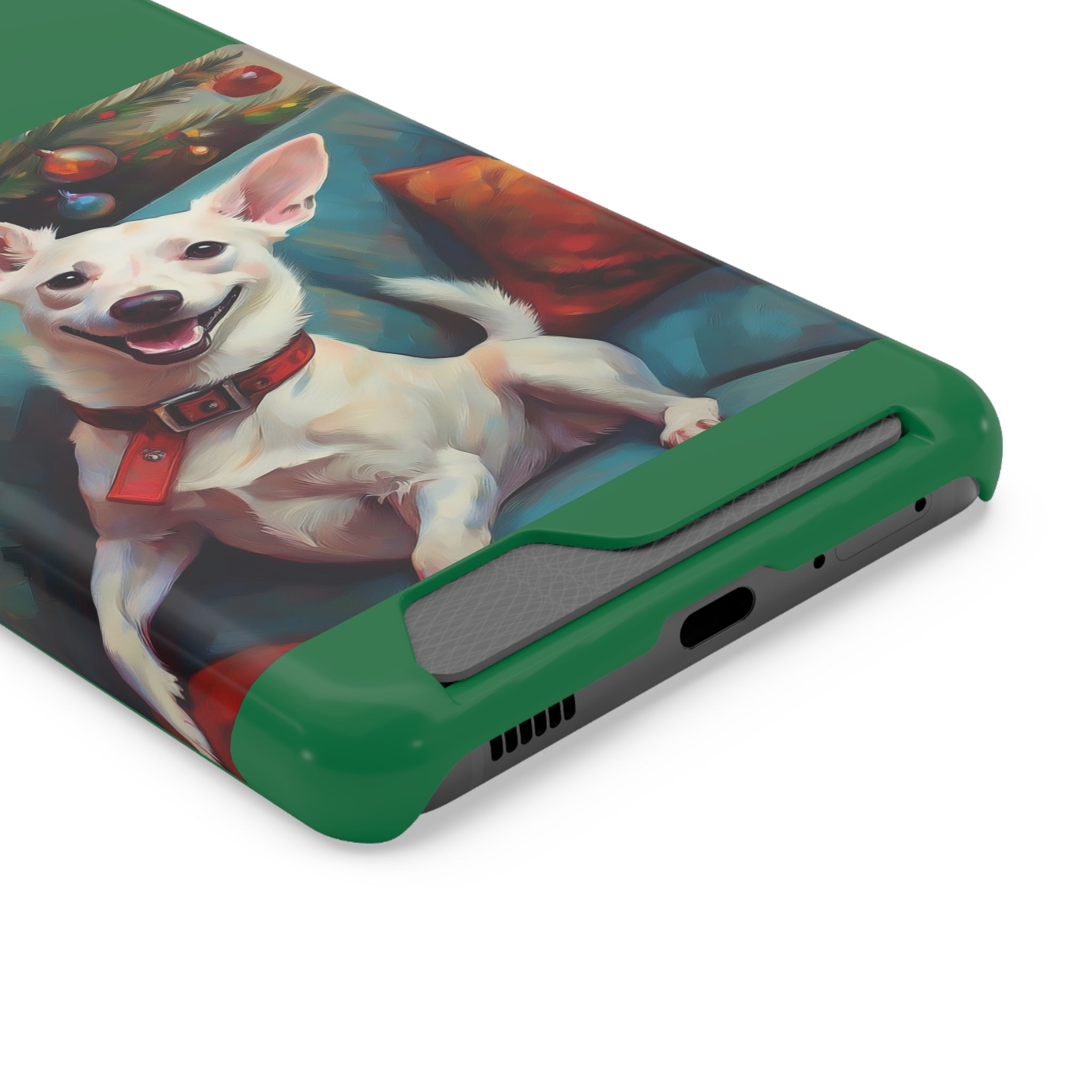 White Corgi Holiday II Phone Case with Card Holder