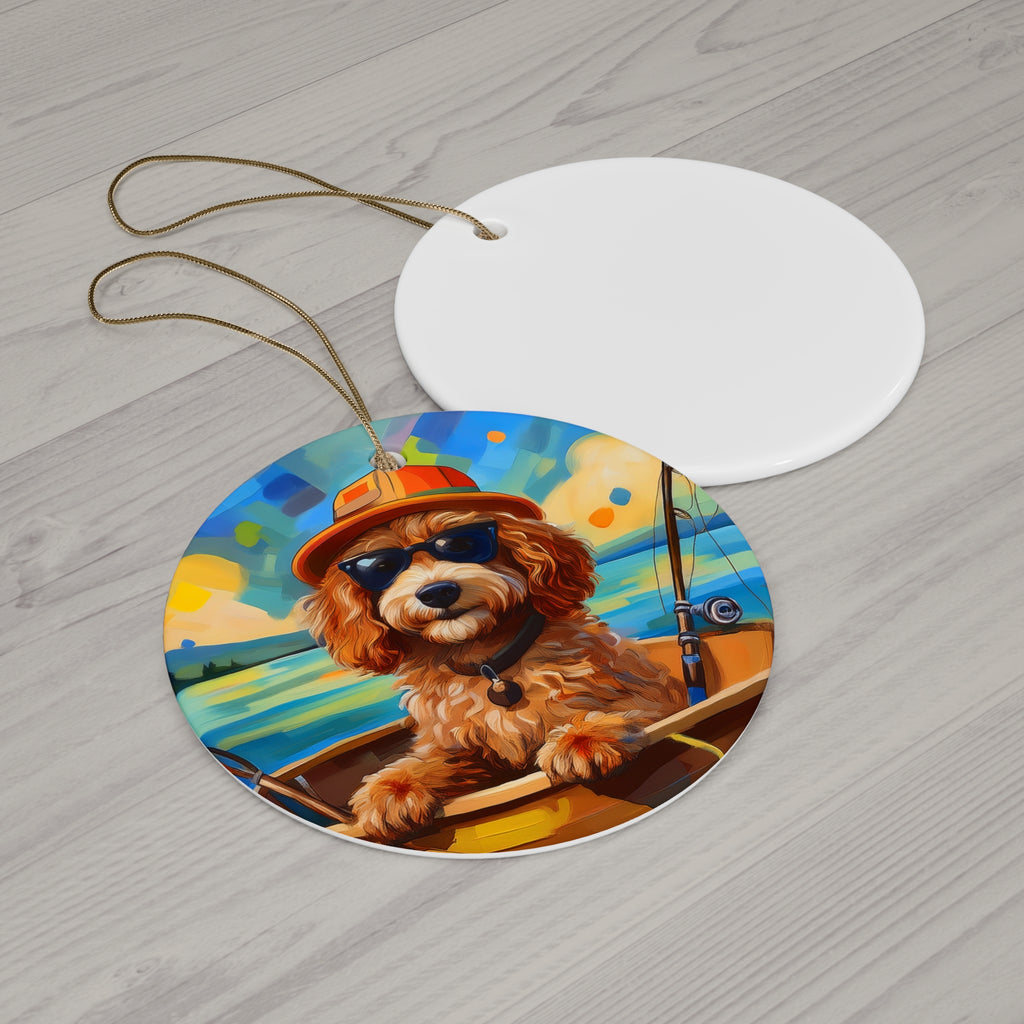 Doodle Fishing Ceramic Ornament