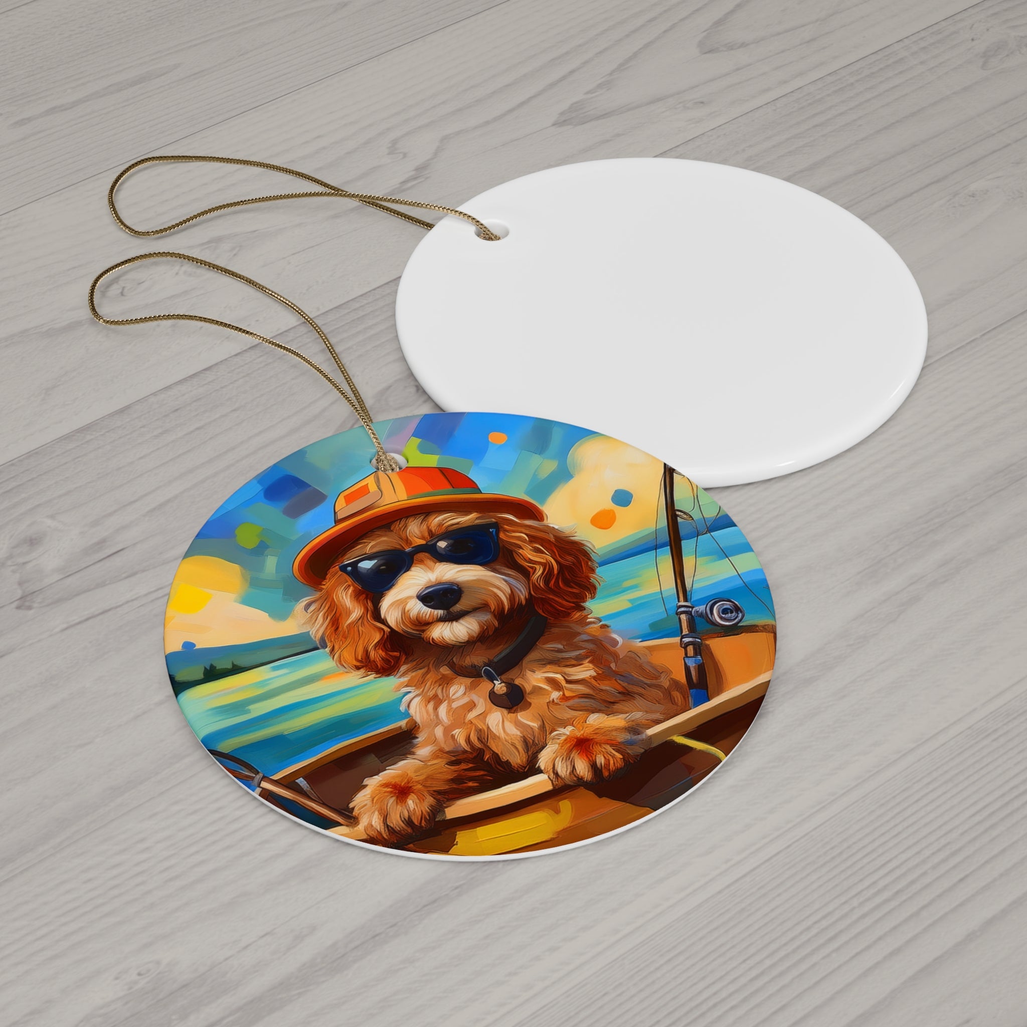 Doodle Fishing Ceramic Ornament
