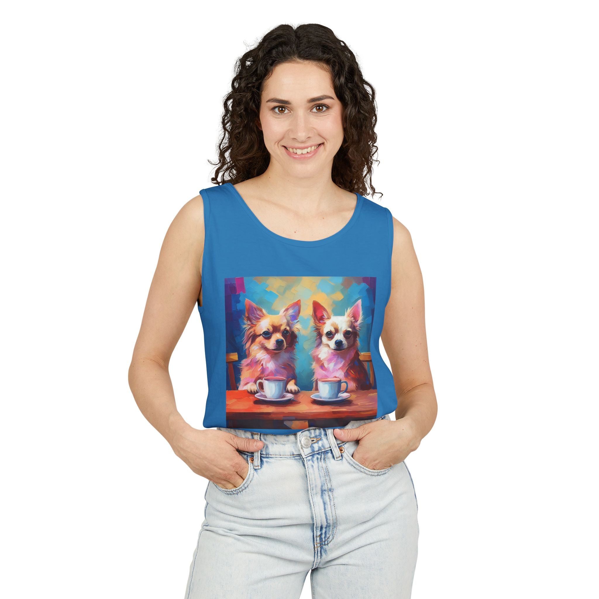 Cafe con Chihuahua Unisex Tank Top