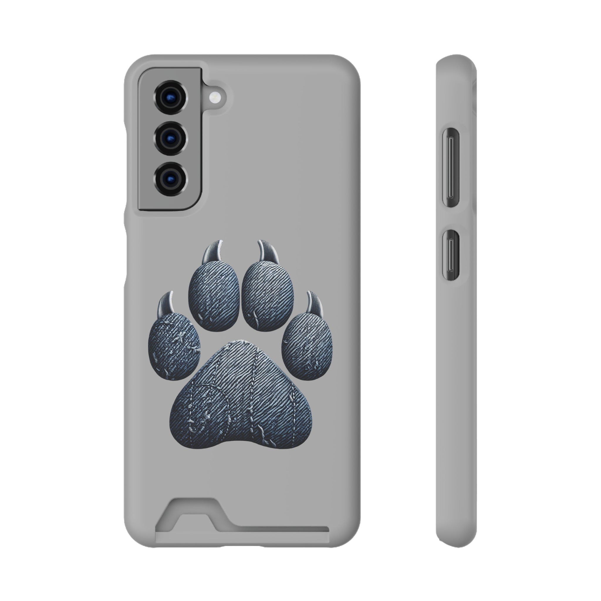 Denim Dog Paw Phone Case with Card Holder