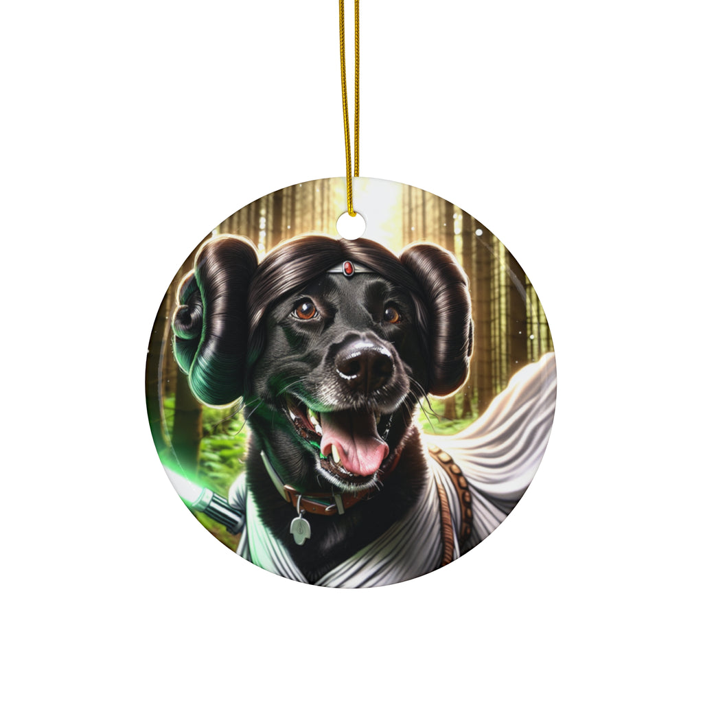 Black Lab Galaxy Princess Ceramic Ornament