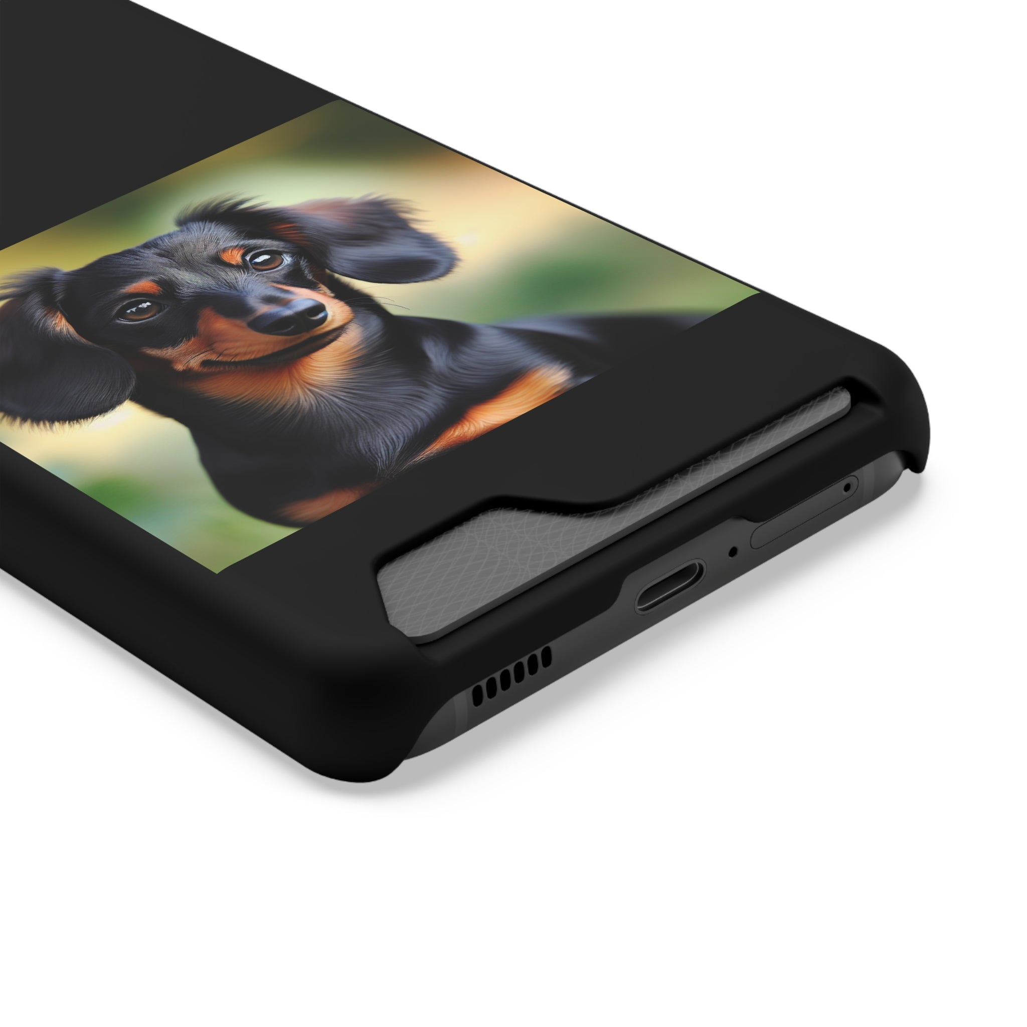 Dachshund Black and Brown Phone Case with Card Holder
