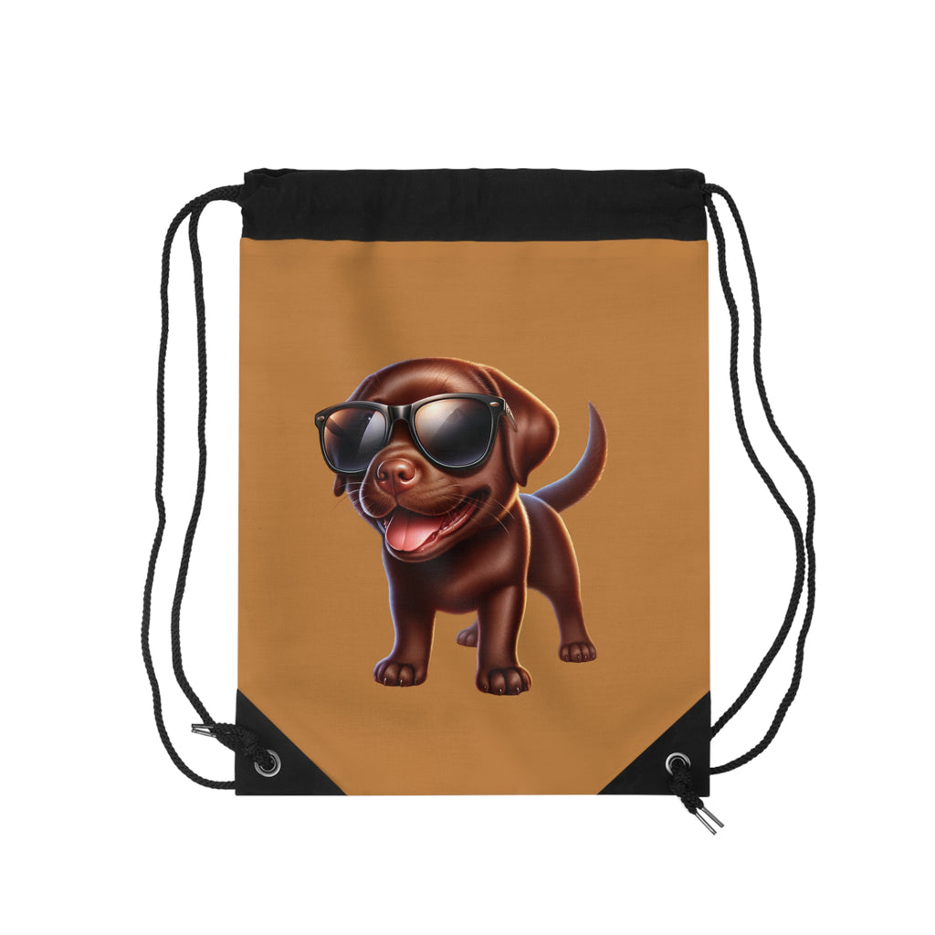 Chocolate Lab w/ Sunglasses Drawstring Bag