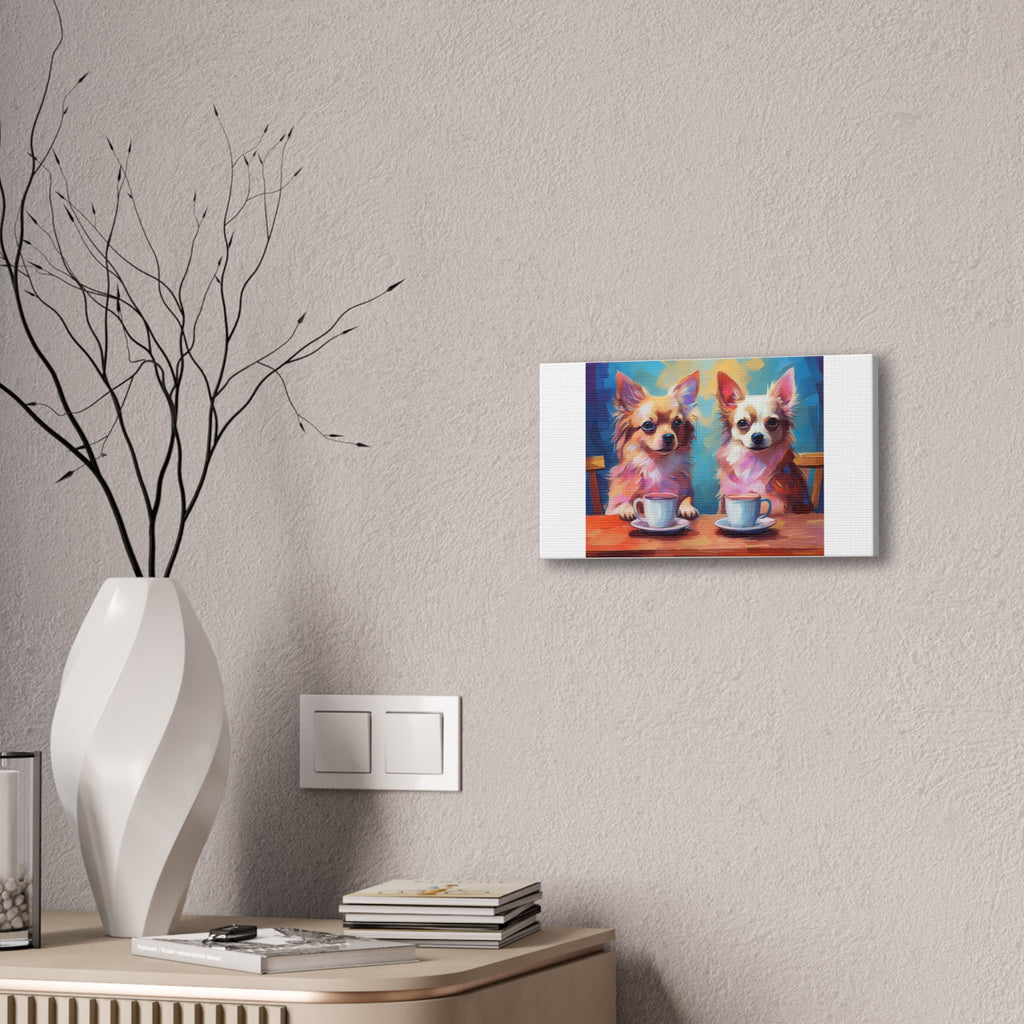 Cafe con Chihuahua Canvas Stretched, 0.75"