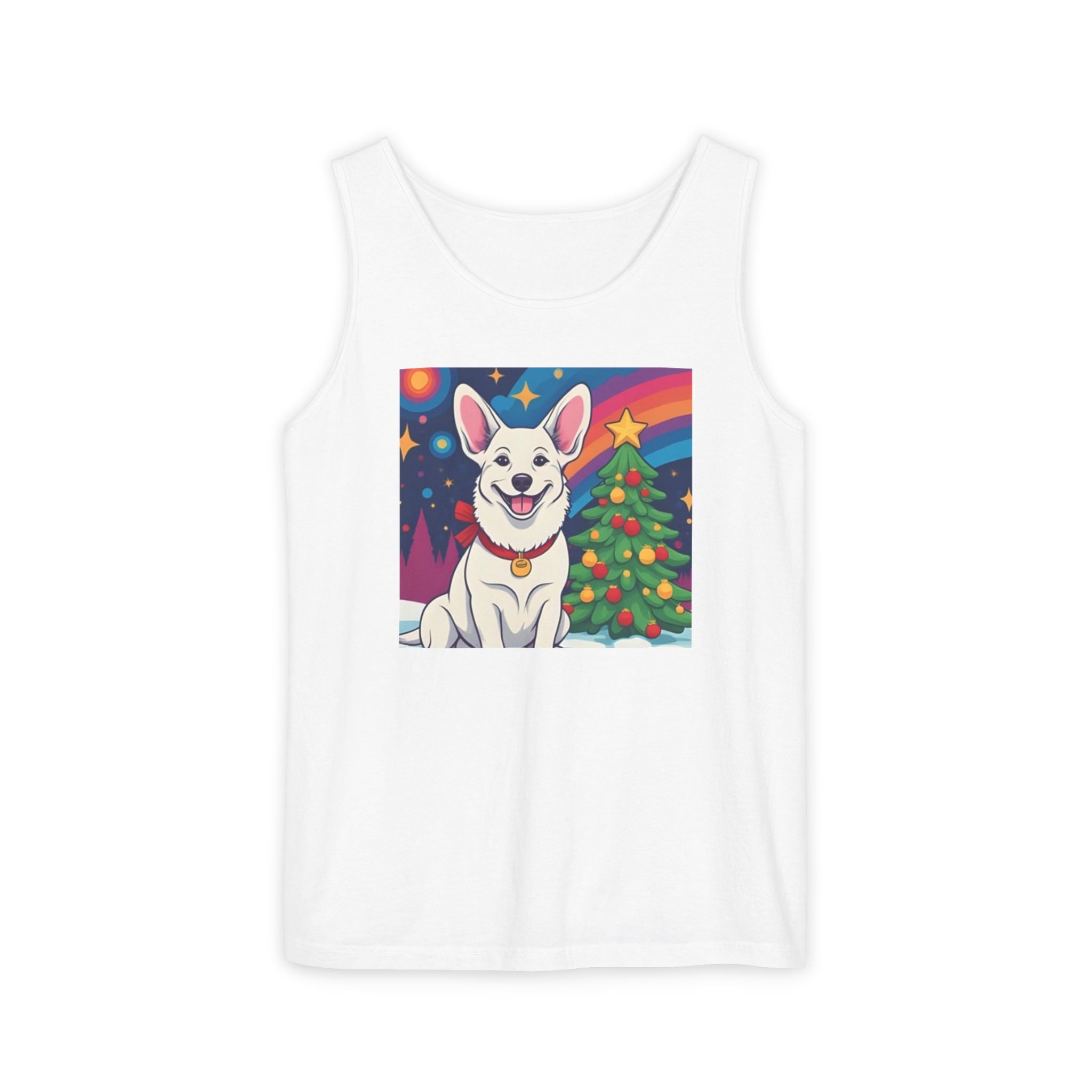 White Corgi Holiday Unisex Tank Top