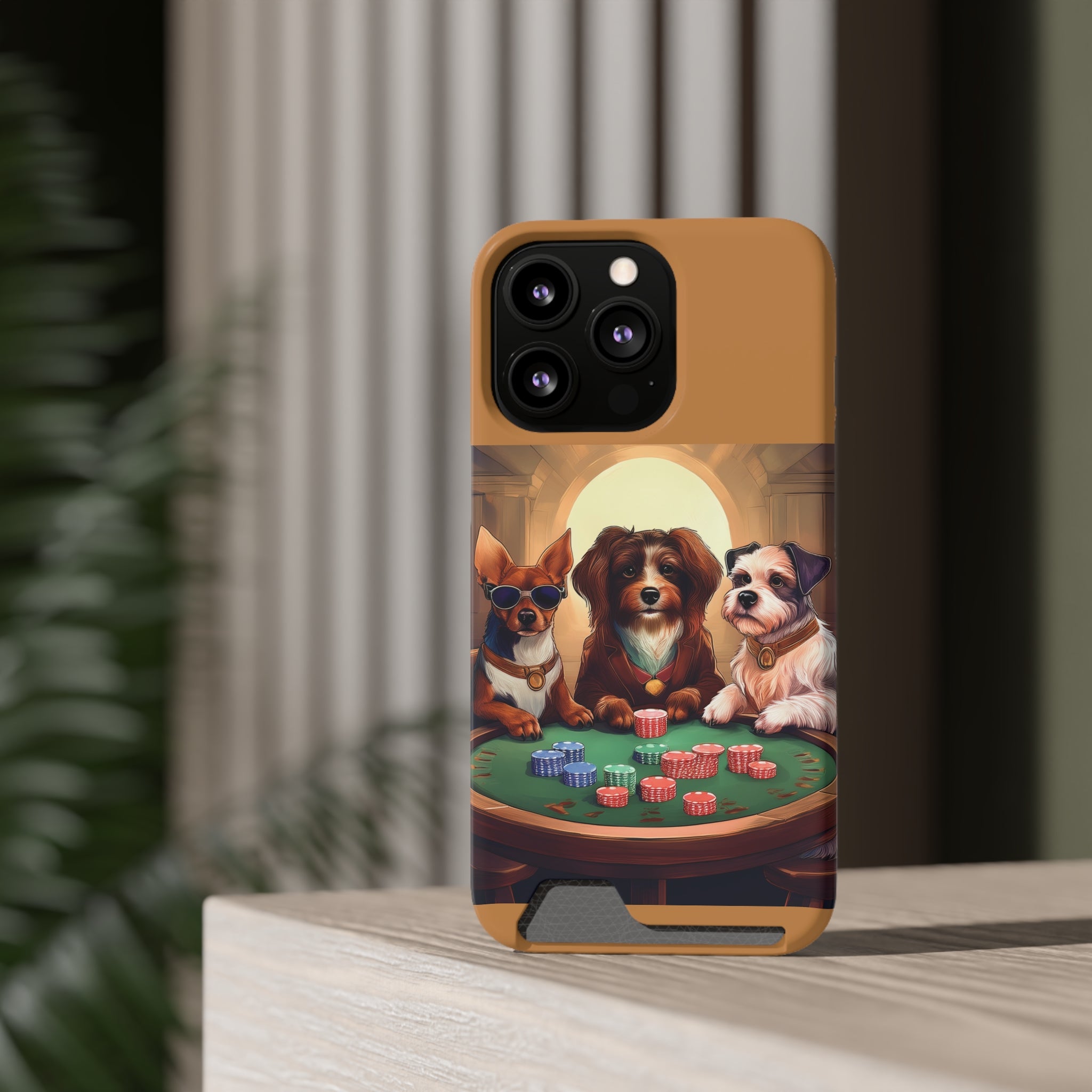 Puppy Poker Phone Case with Card Holder