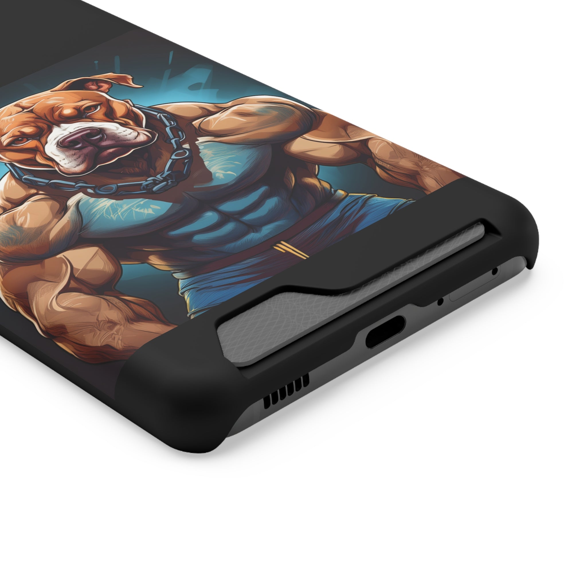 Pitbull Body Builder Phone Case with Card Holder