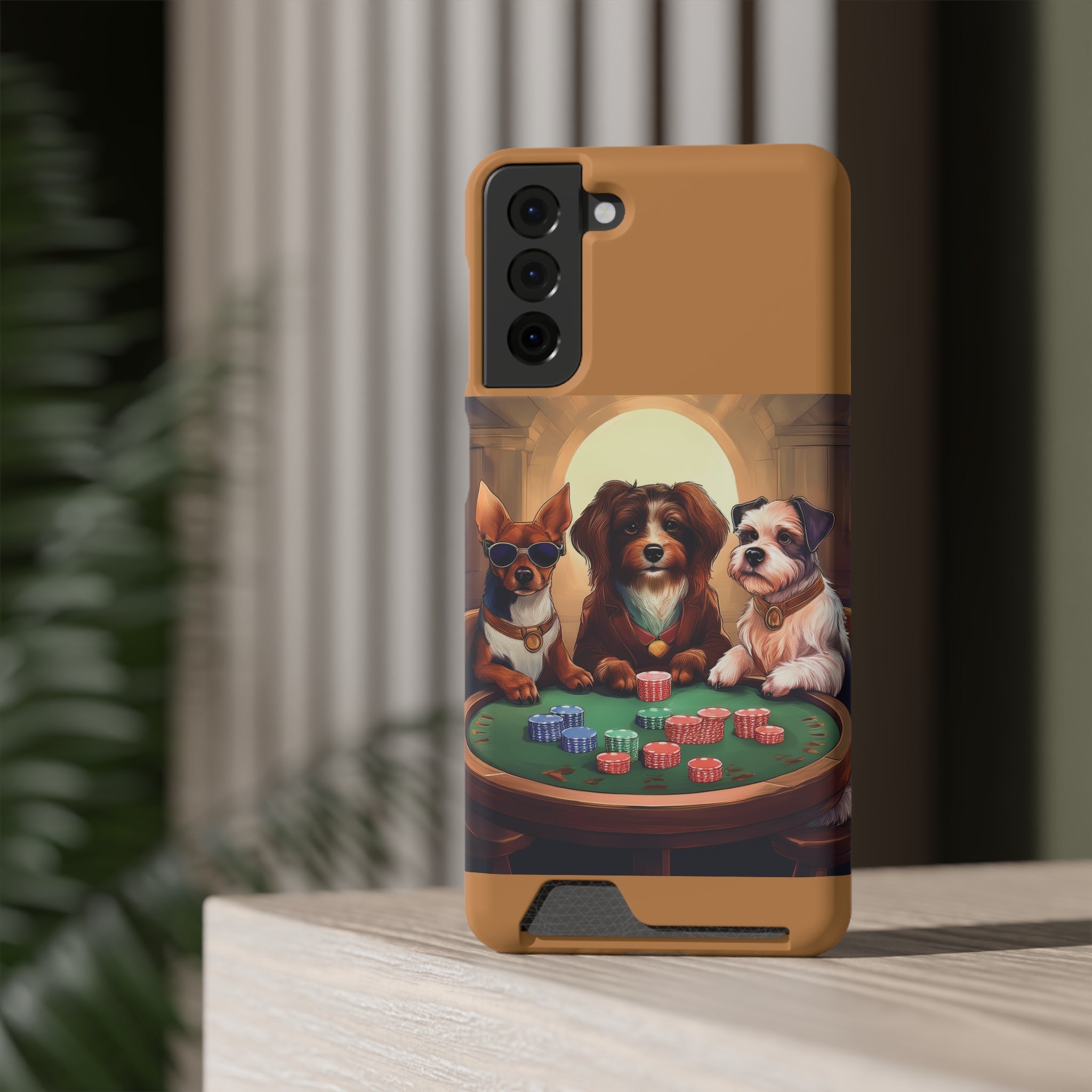 Puppy Poker Phone Case with Card Holder