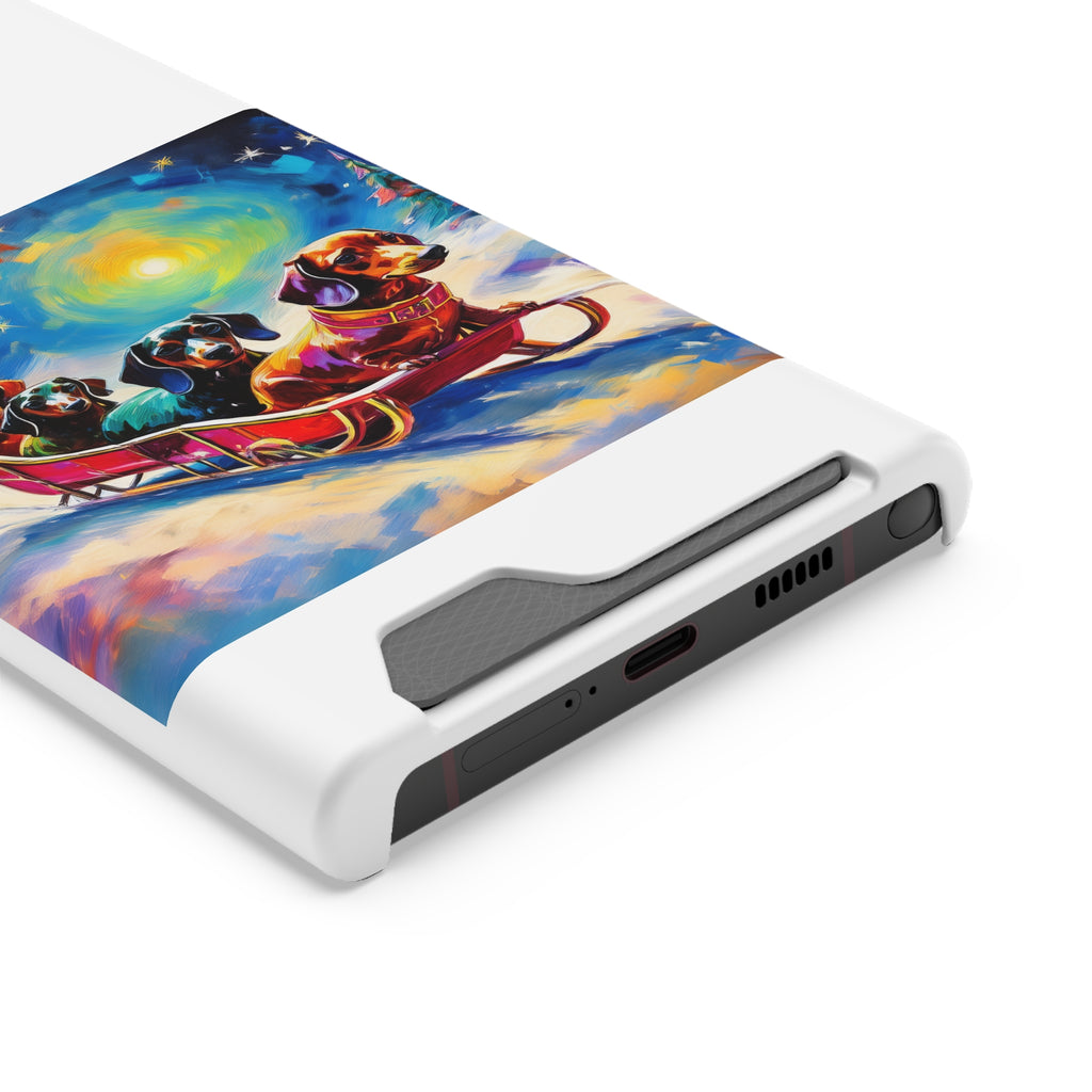 Dachshund Night Sleighride Phone Case with Card Holder