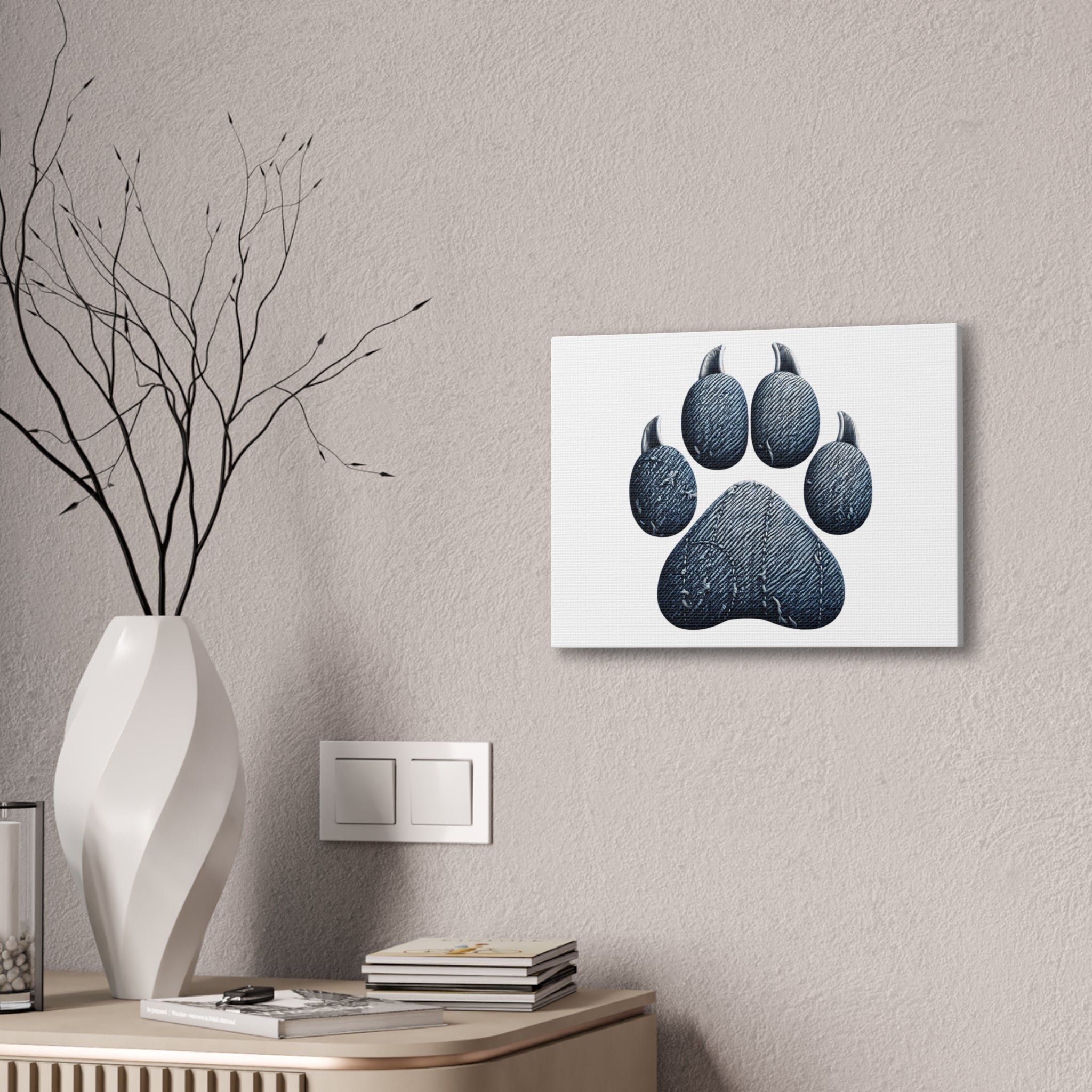 Denim Paw Canvas Stretched, 0.75"
