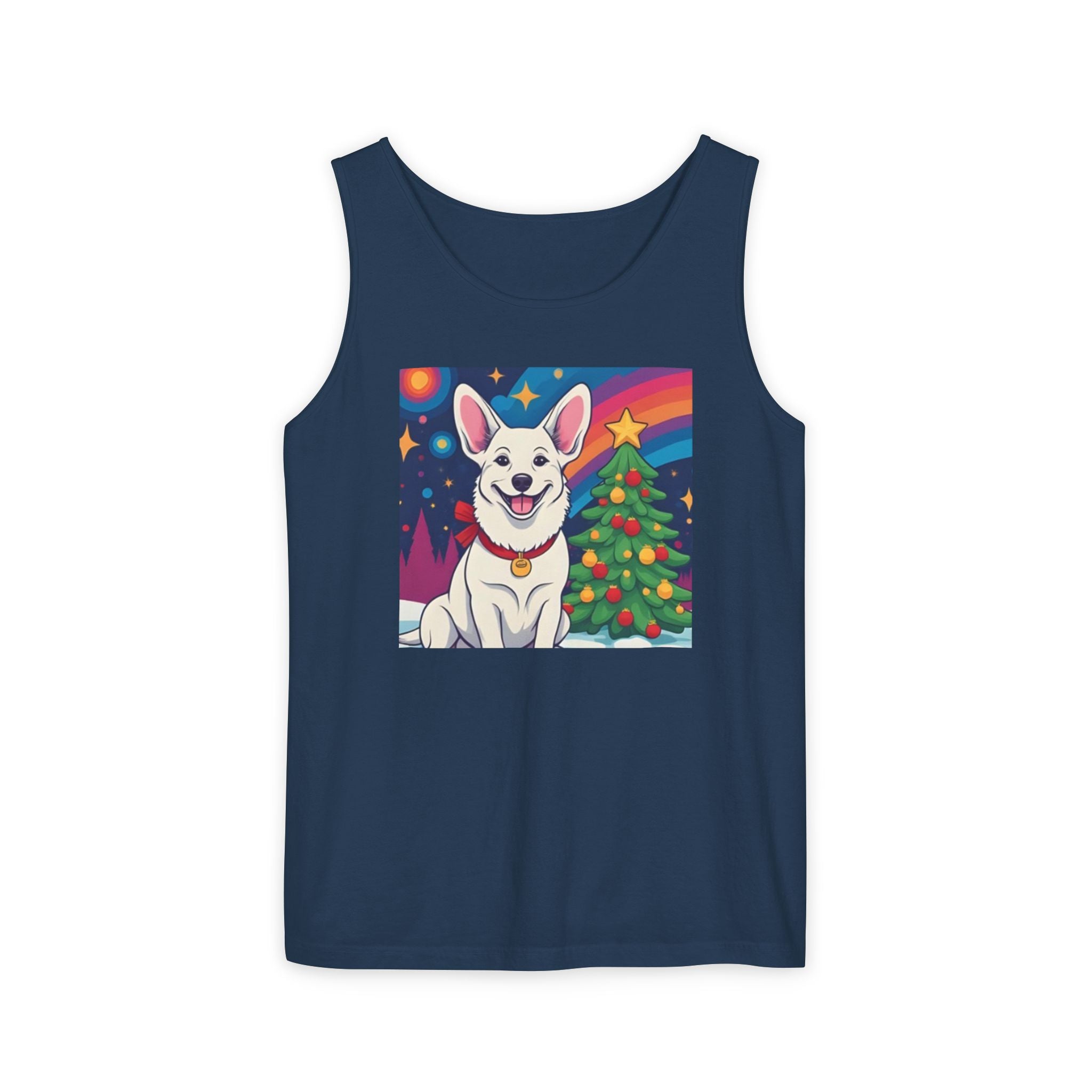White Corgi Holiday Unisex Tank Top
