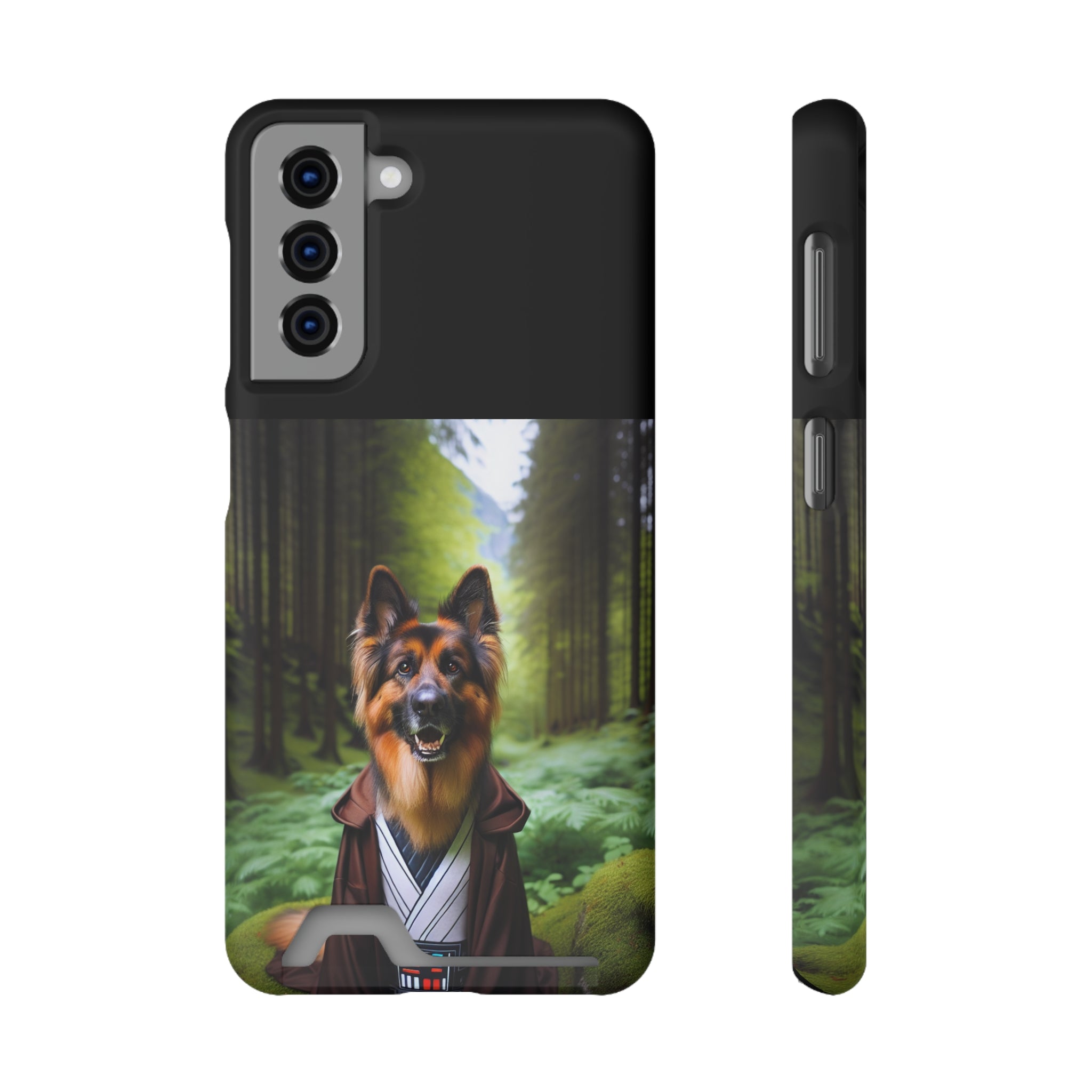 German Shepherd Forest Night Phone Case with Card Holder
