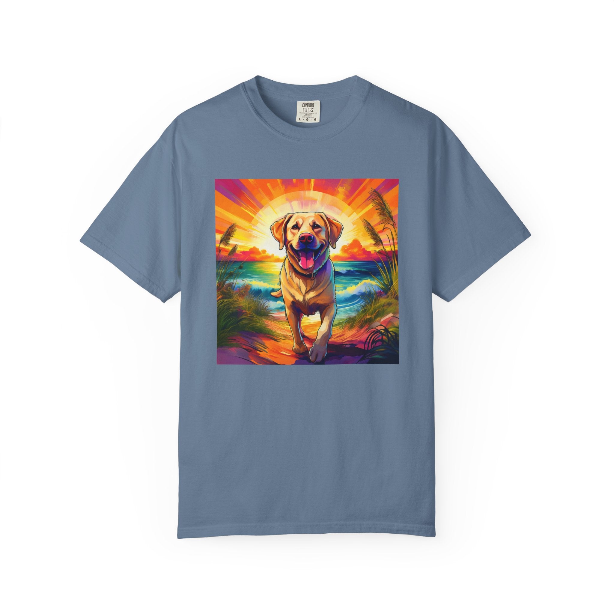 Yellow Lab Sunset Beach Unisex Garment-Dyed T-shirt