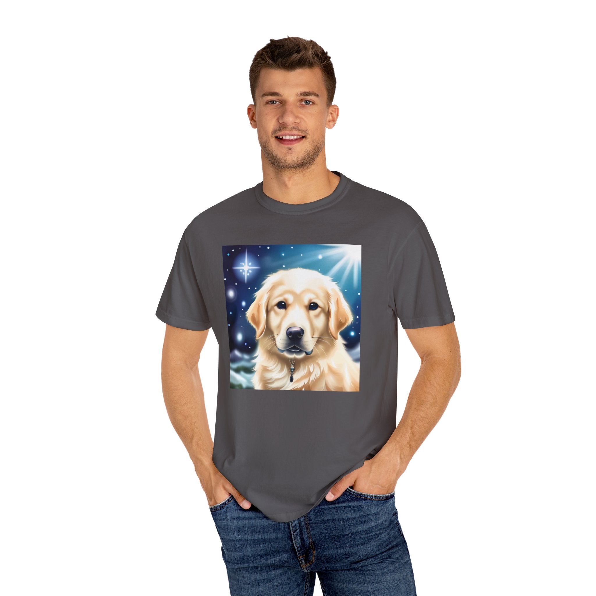 Golden Retriever Stary Night Unisex Garment-Dyed T-shirt