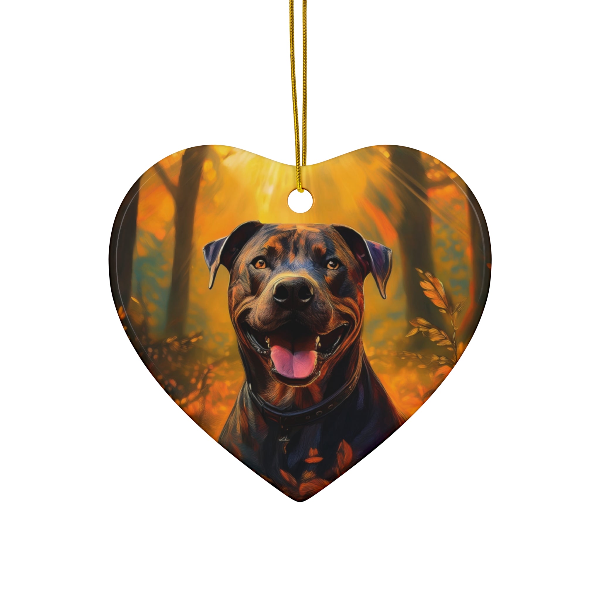 Pit Bull Brindle Autumn Ceramic Ornament