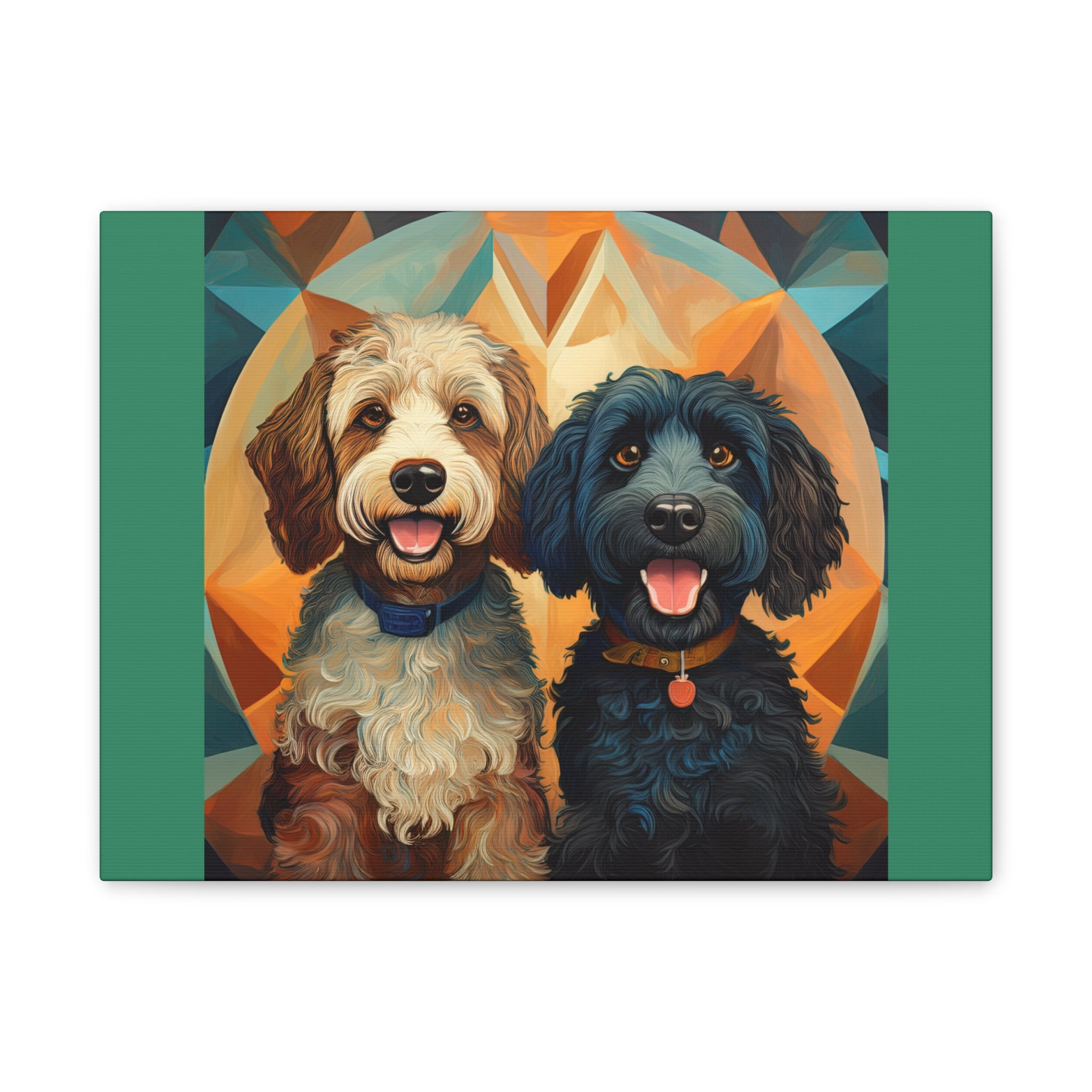 Doodles, Black & Tan Canvas Painting
