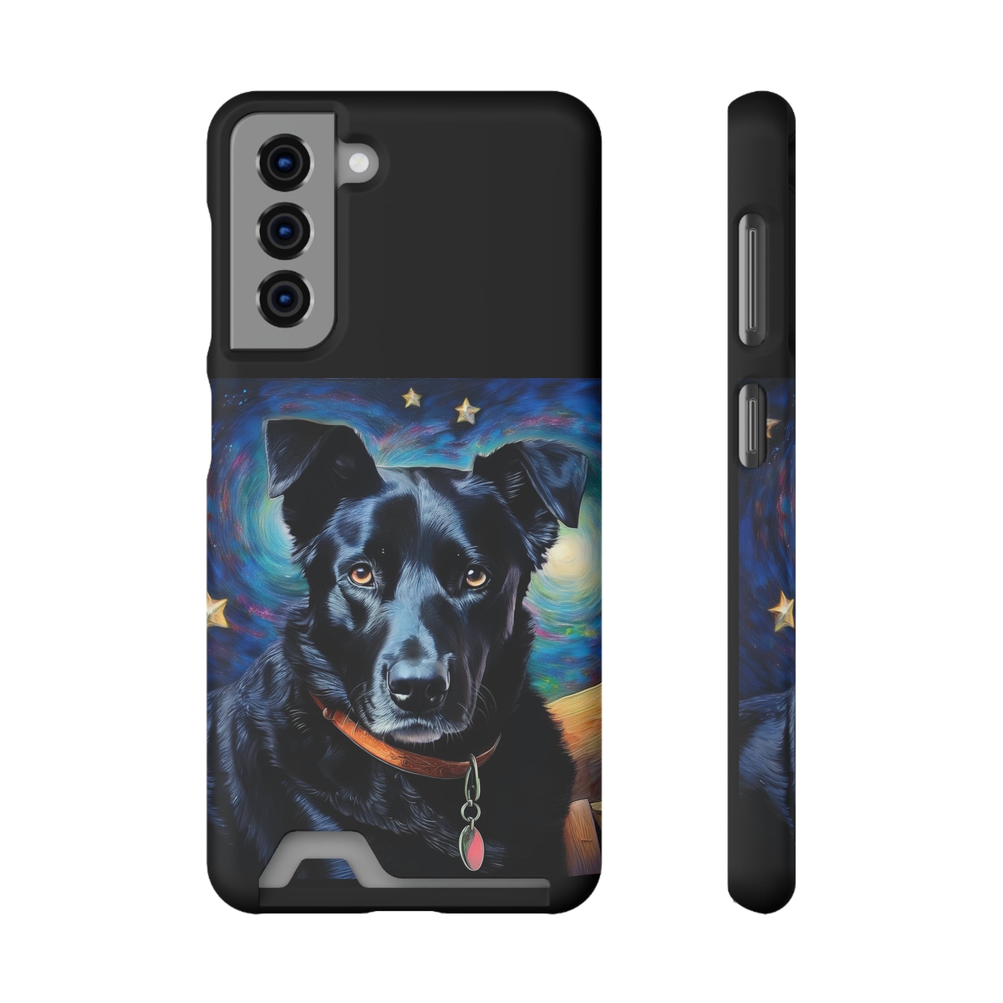 Black Shepherd Lab Stary Night Phone Case with Card Holder