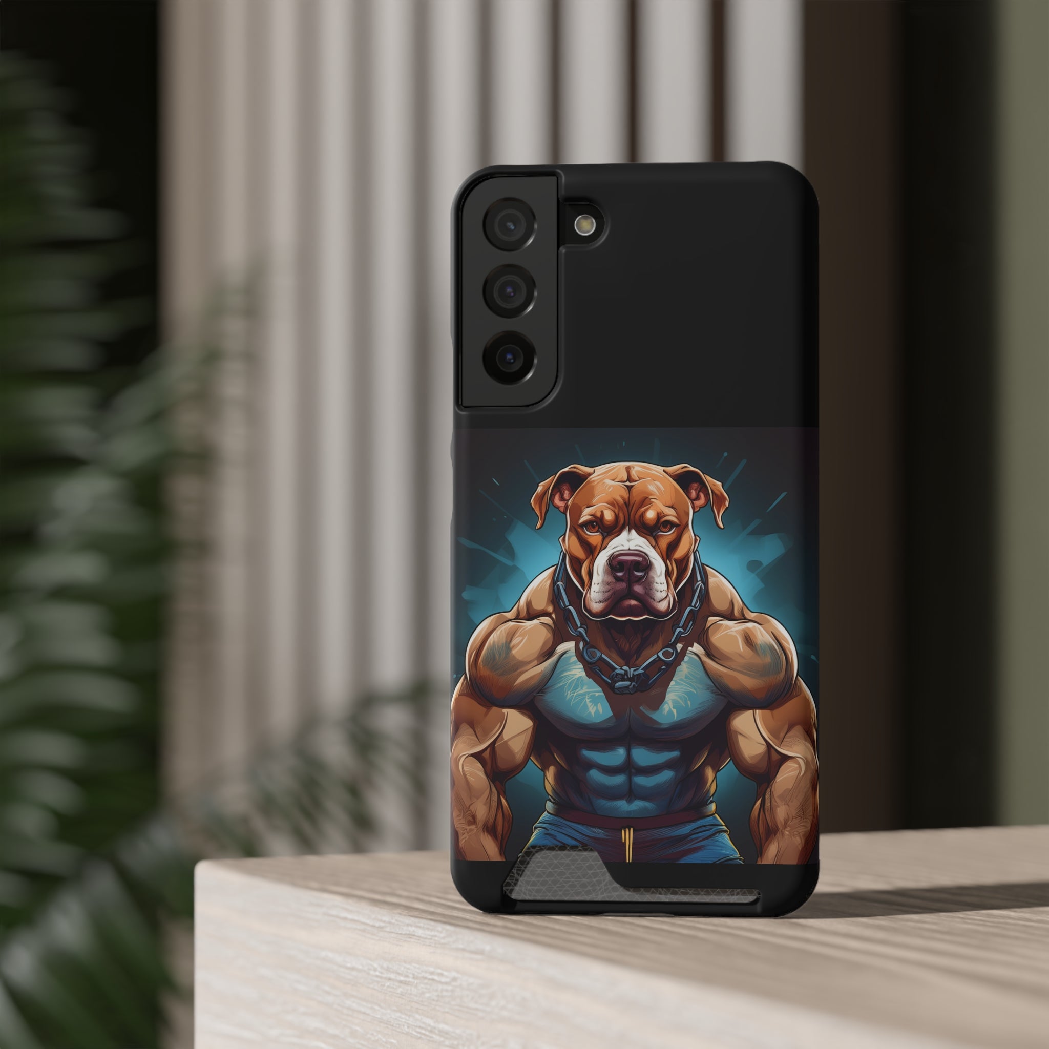 Pitbull Body Builder Phone Case with Card Holder