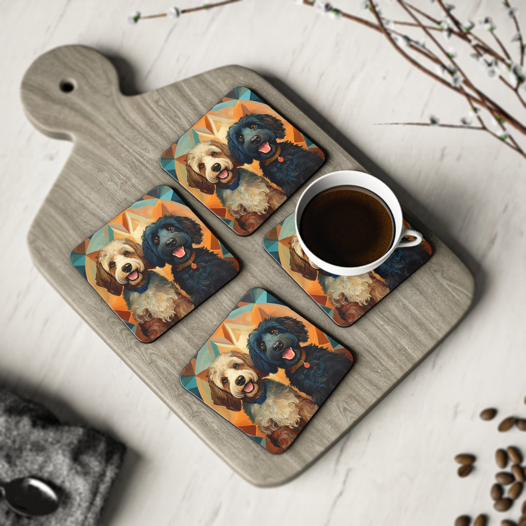 Doodles, Black & Tan Coasters