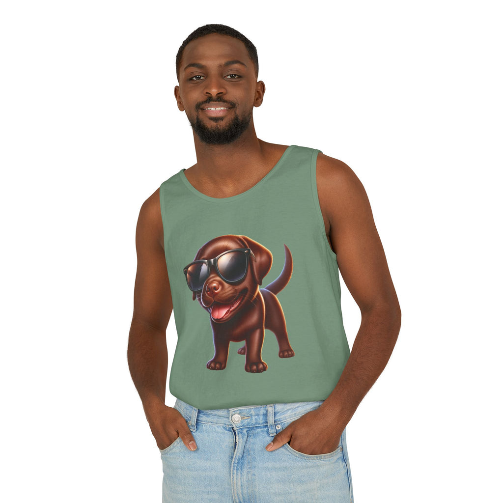 Chocolate Lab w/ sunglasses Unisex Tank Top