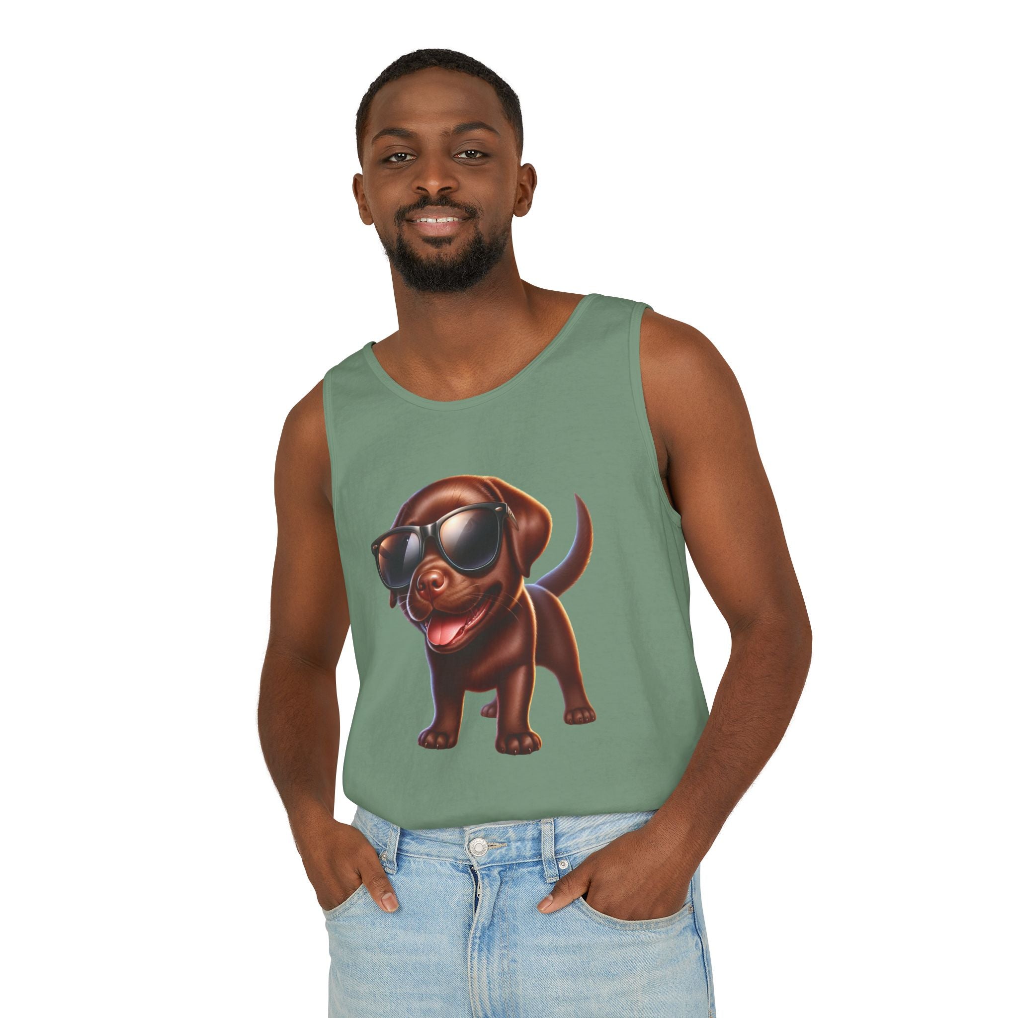 Chocolate Lab w/ sunglasses Unisex Tank Top