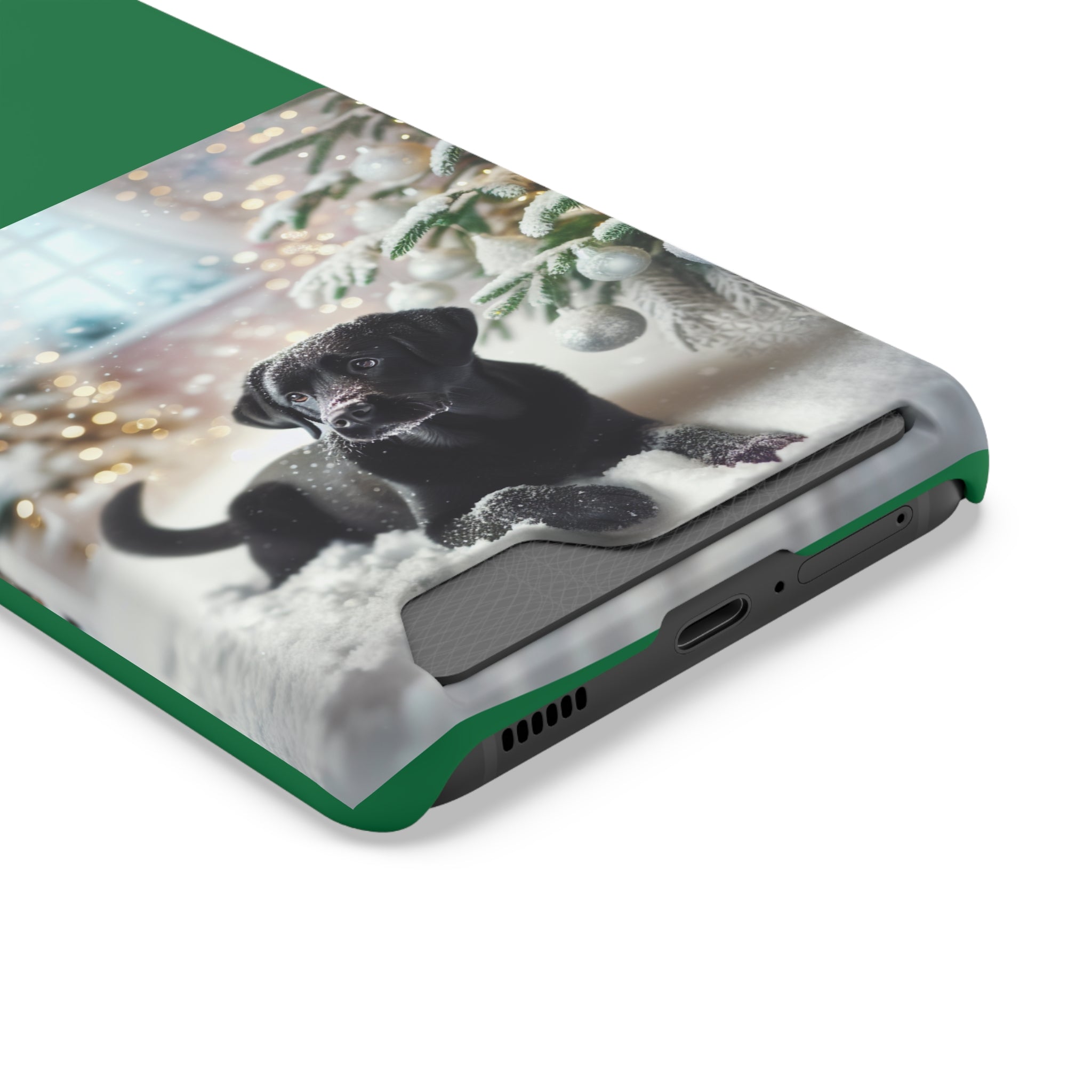 Black Lab Holiday Phone Case with Card Holder
