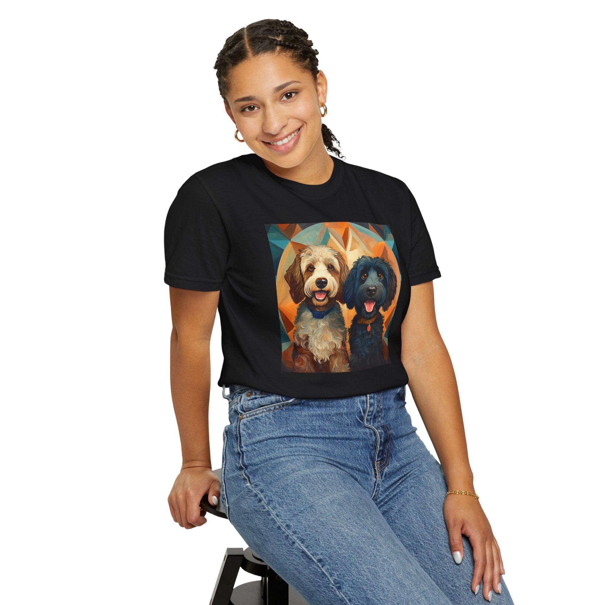 Doodles, Black & Tan Unisex Garment-Dyed T-shirt
