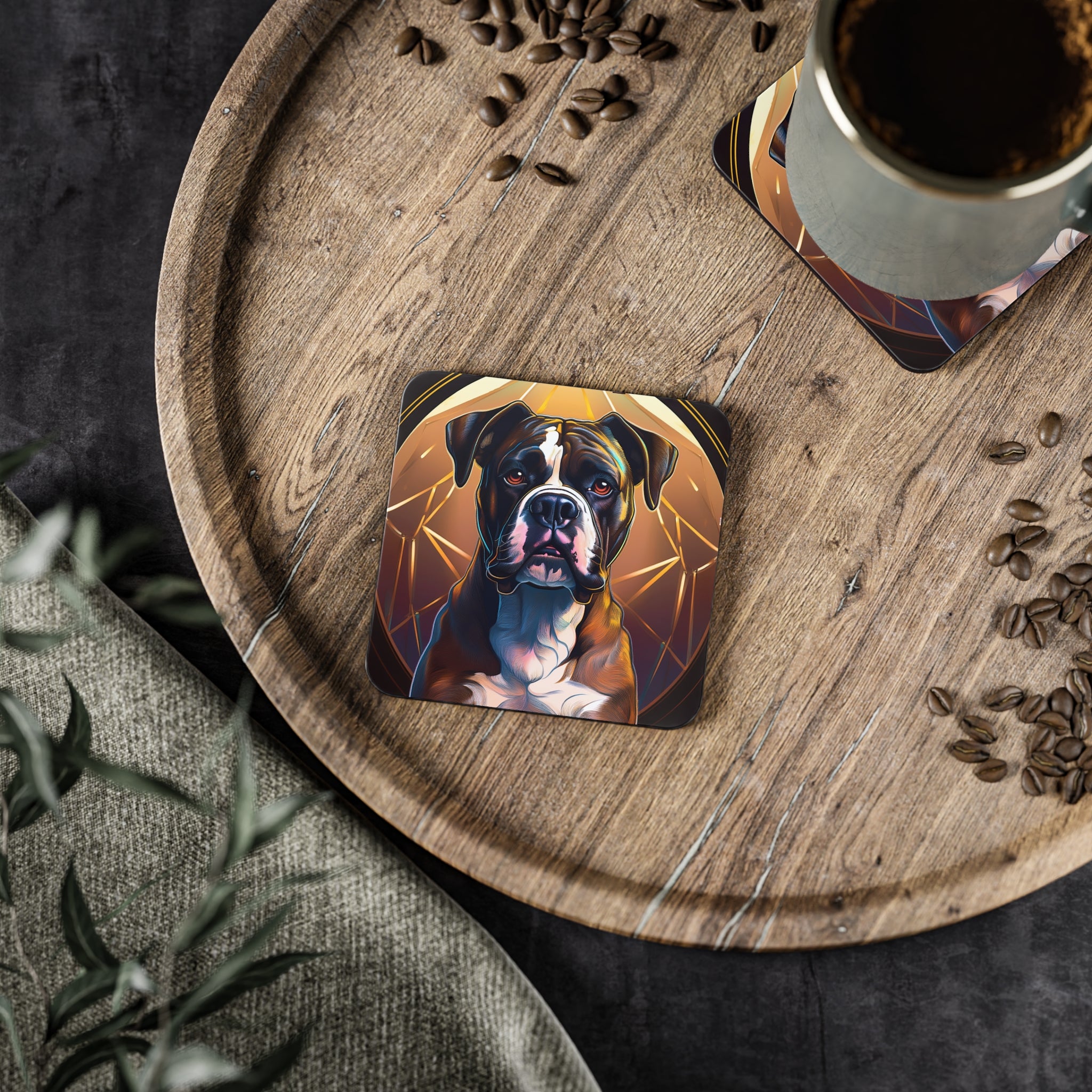 Brindle Gold Boxer Coasters