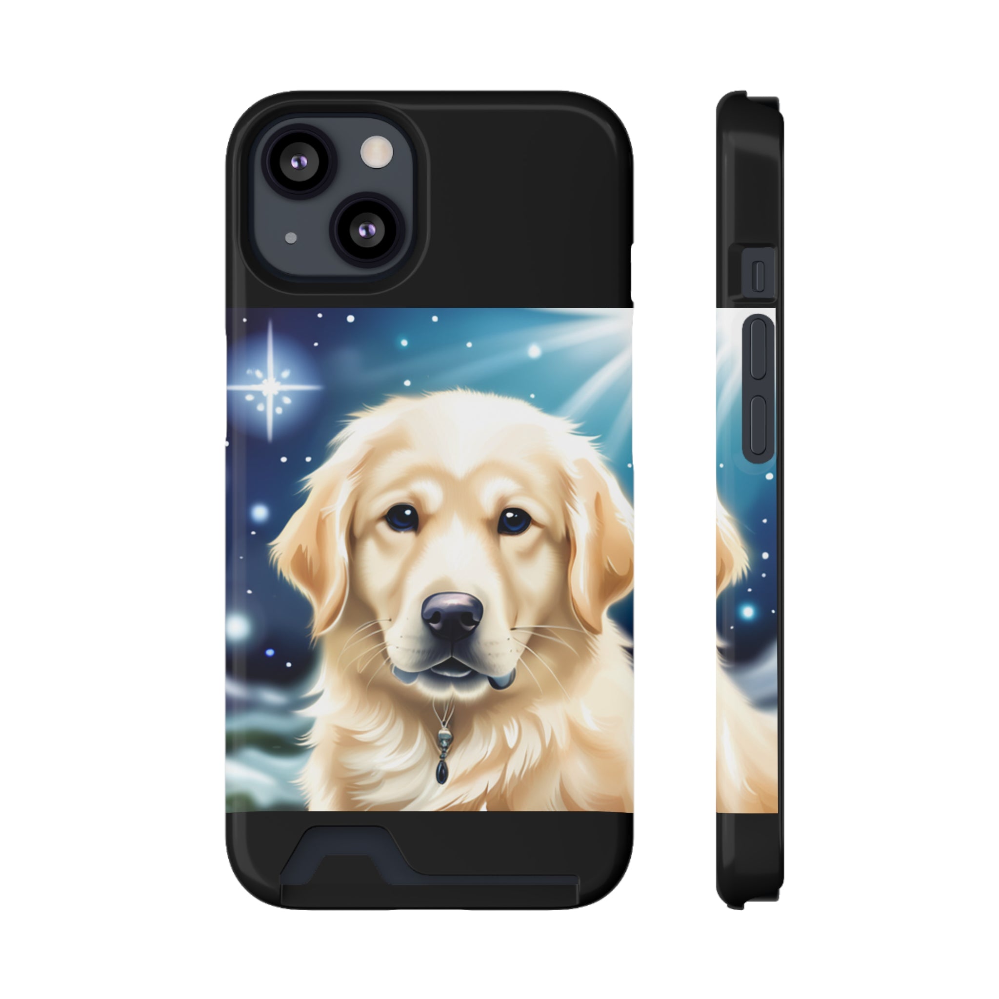 Golden Retriever Stary Night Phone Case with Card Holder