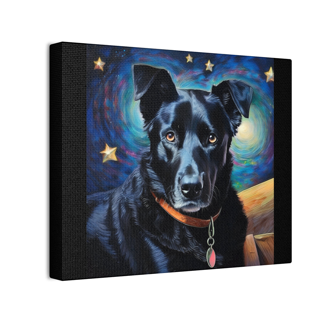 Black Shepherd Lab Stary Night Cavas Painting