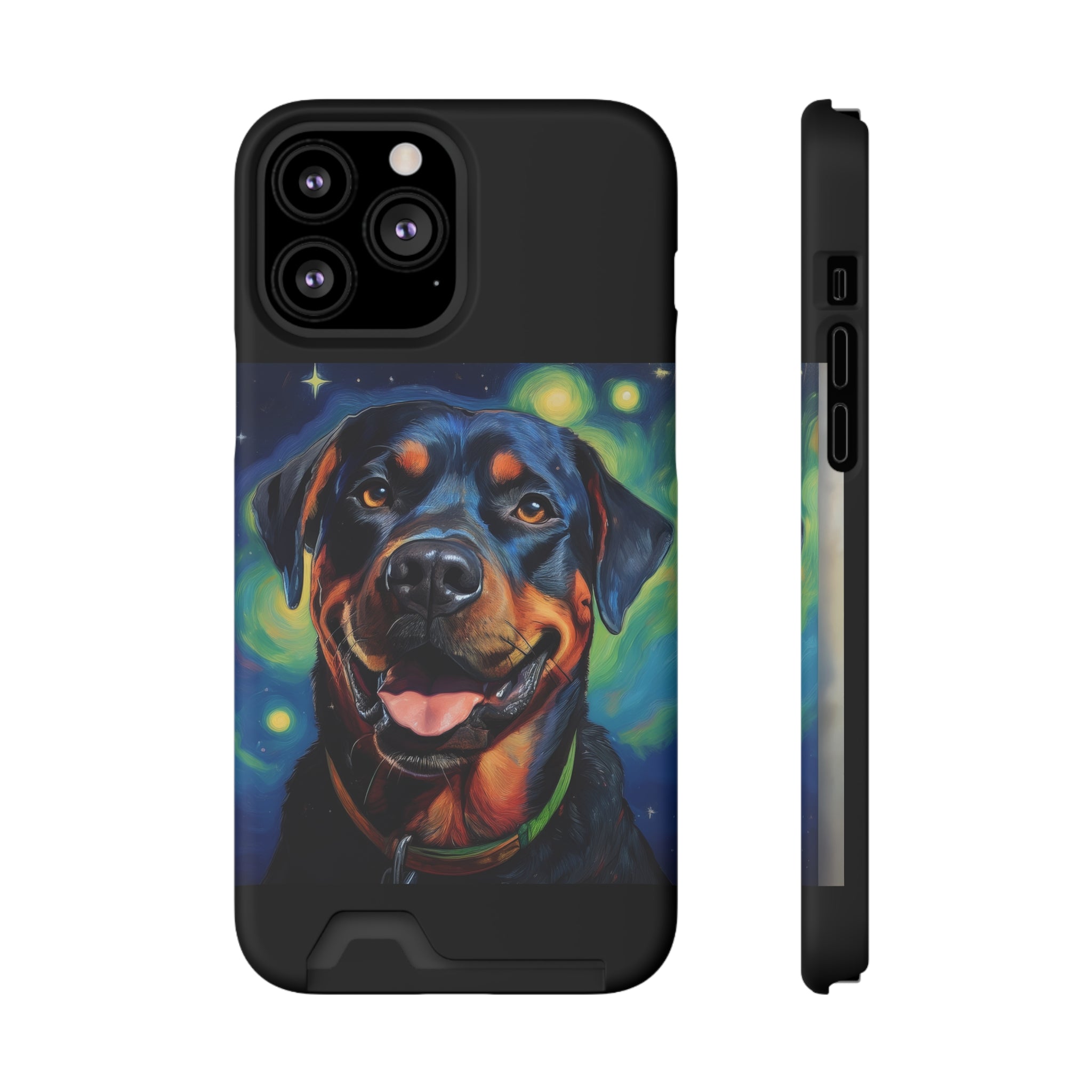 Rottweiler Stary Night Phone Case with Card Holder