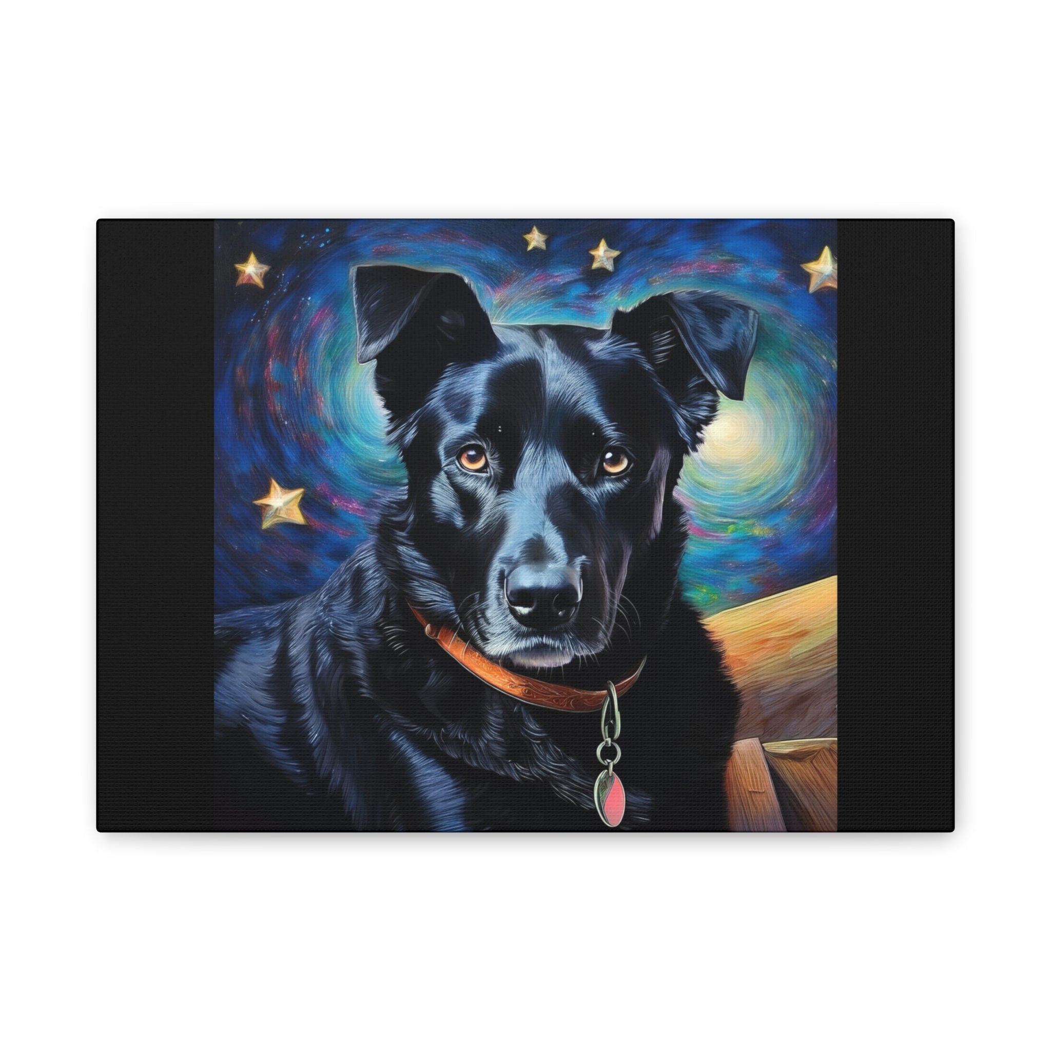 Black Shepherd Lab Stary Night Cavas Painting