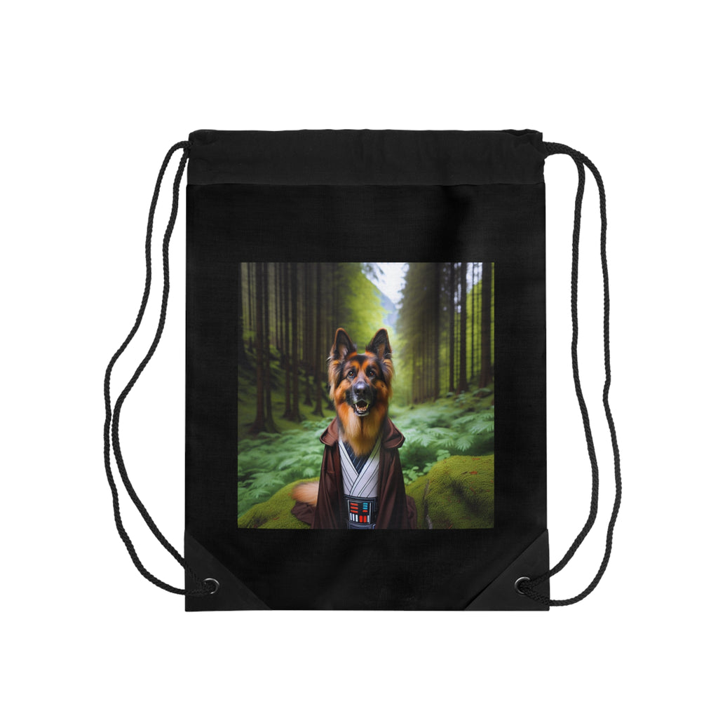 German Shepherd Forest Night Drawstring Bag