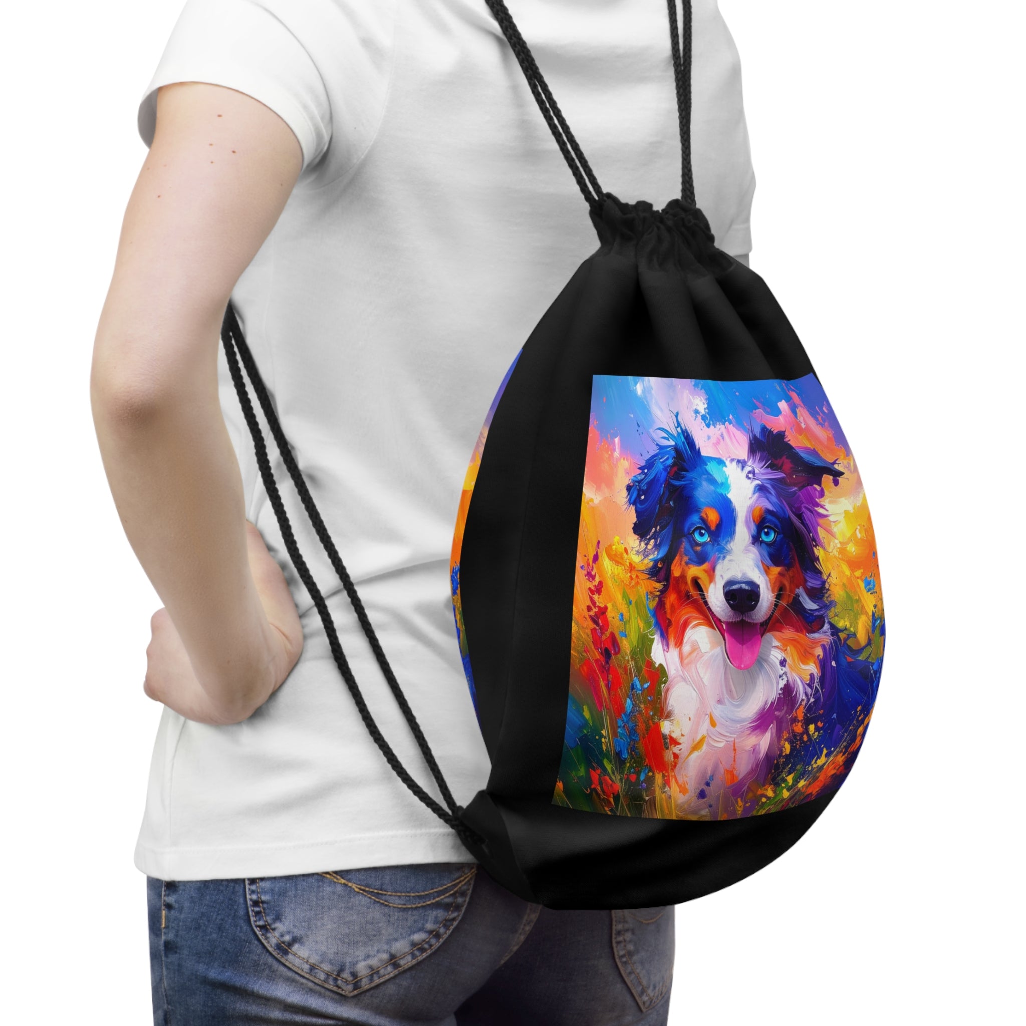 Aussie Shepherd Drawstring Bag