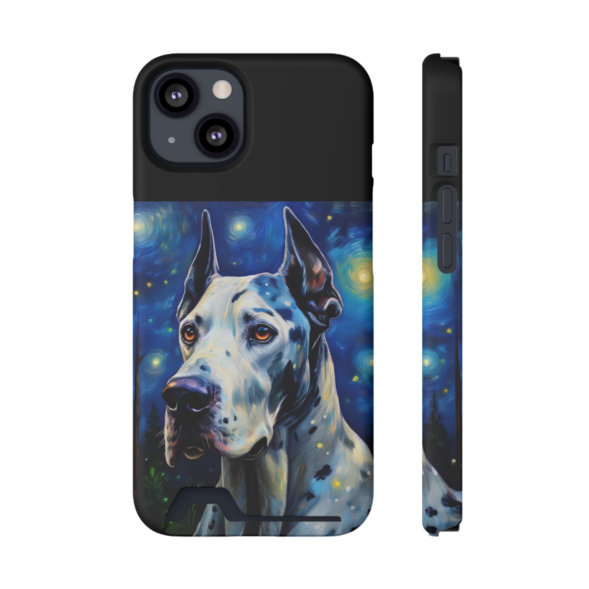Great Dane Stary Night Phone Case with Card Holder