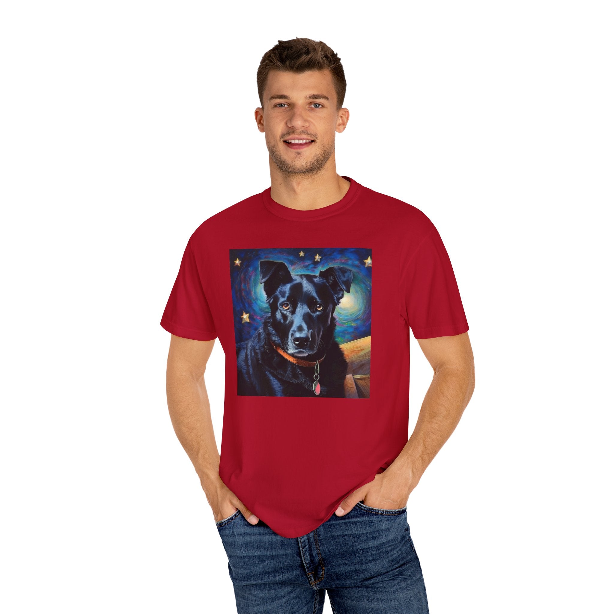 Black Shepherd Lab Stary Night Unisex Garment-Dyed T-shirt