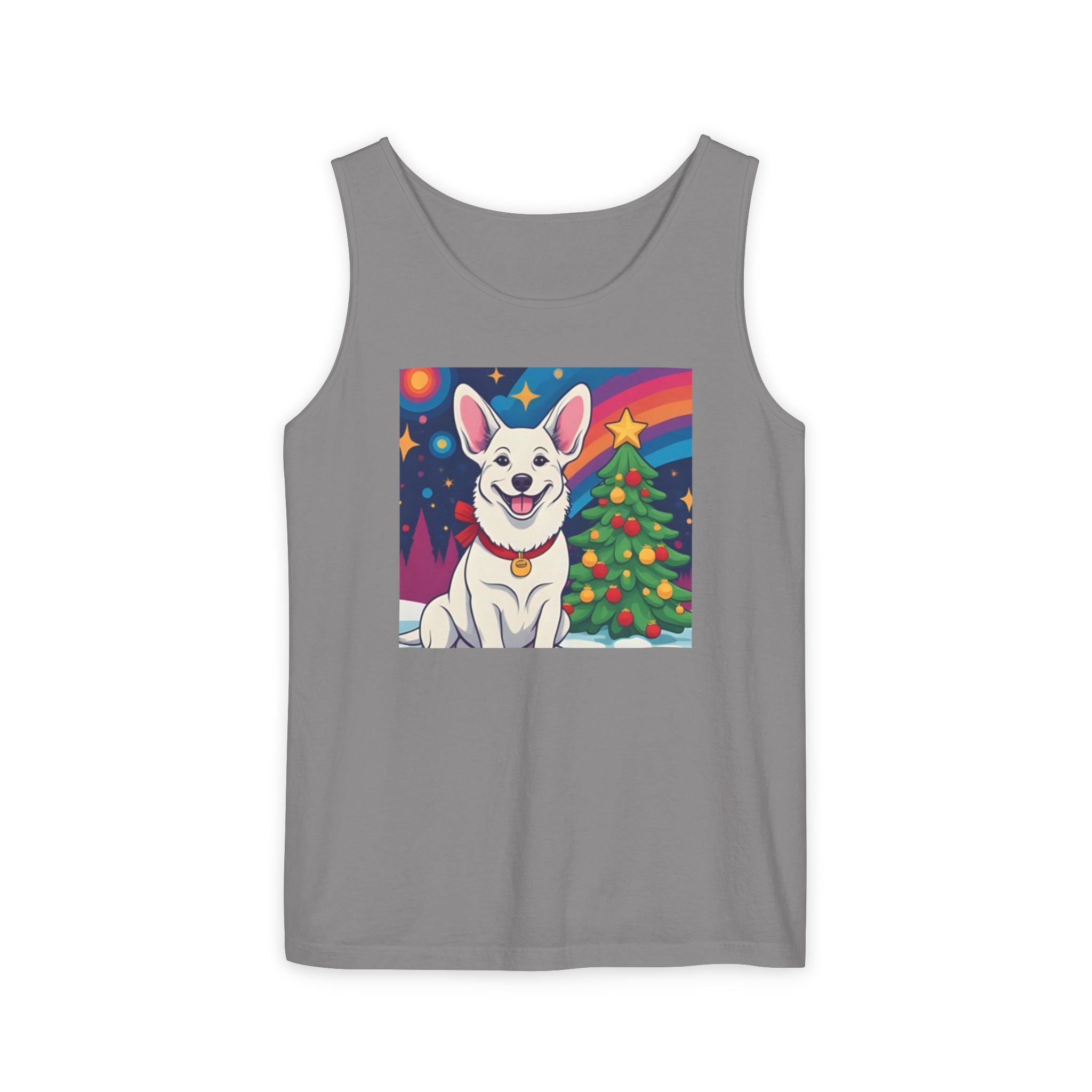 White Corgi Holiday Unisex Tank Top