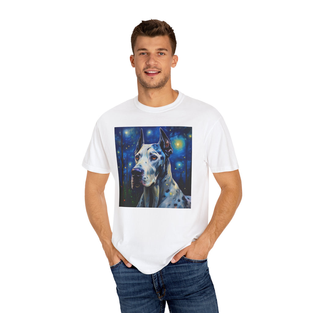 Great Dane Stary Night Unisex Garment-Dyed T-shirt