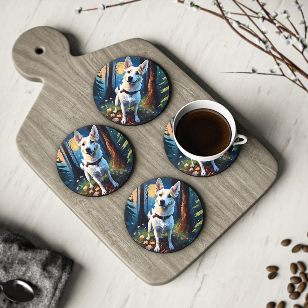 White/Tan Dog Forest Walk Coasters