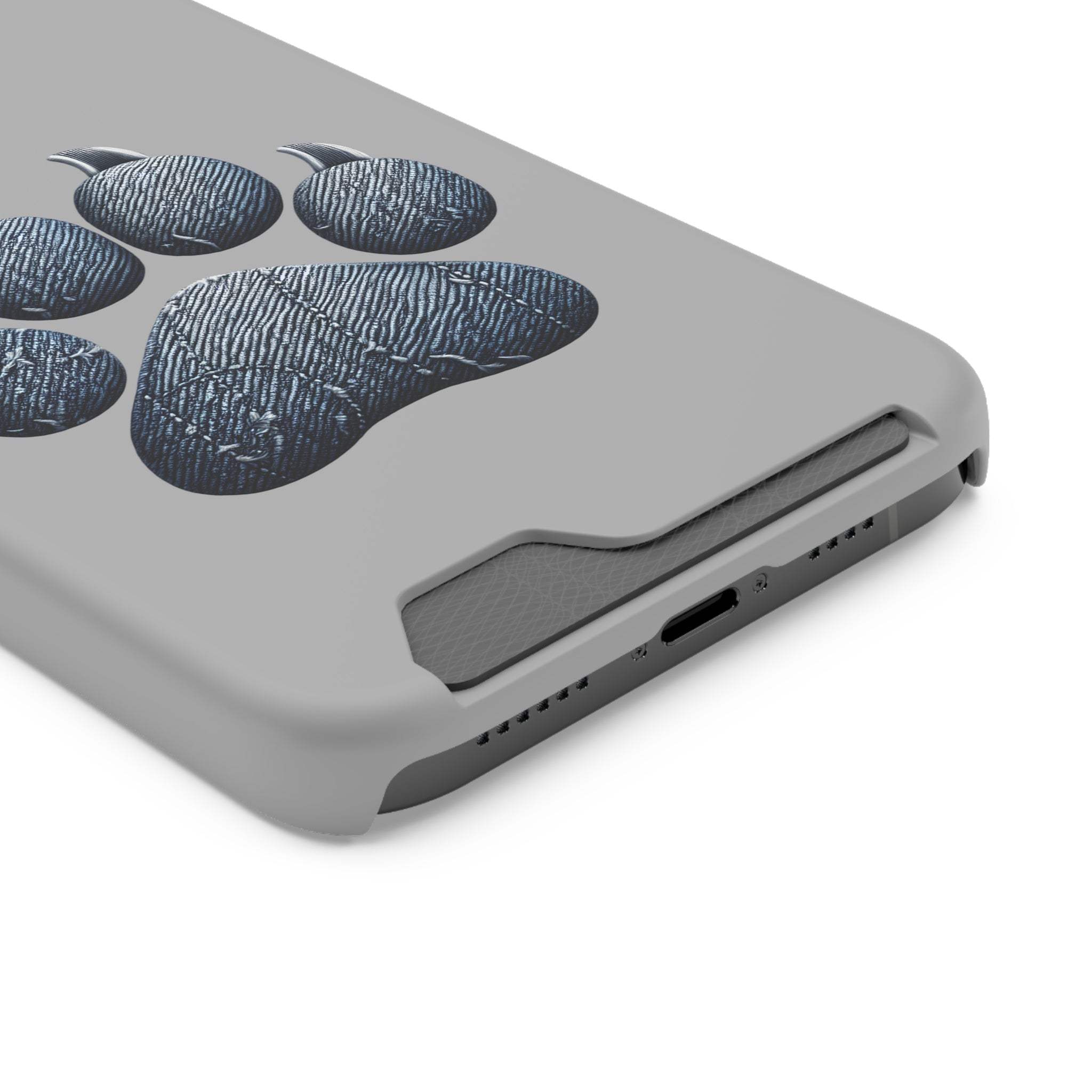 Denim Dog Paw Phone Case with Card Holder