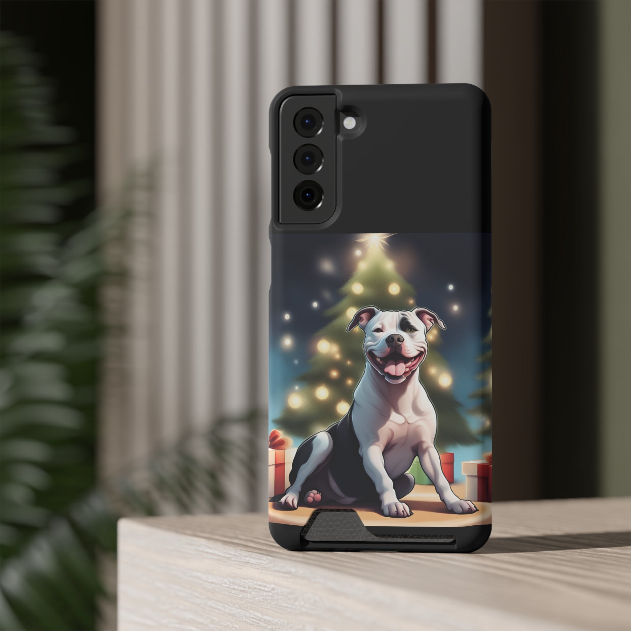 Pitbull Holiday Phone Case with Card Holder