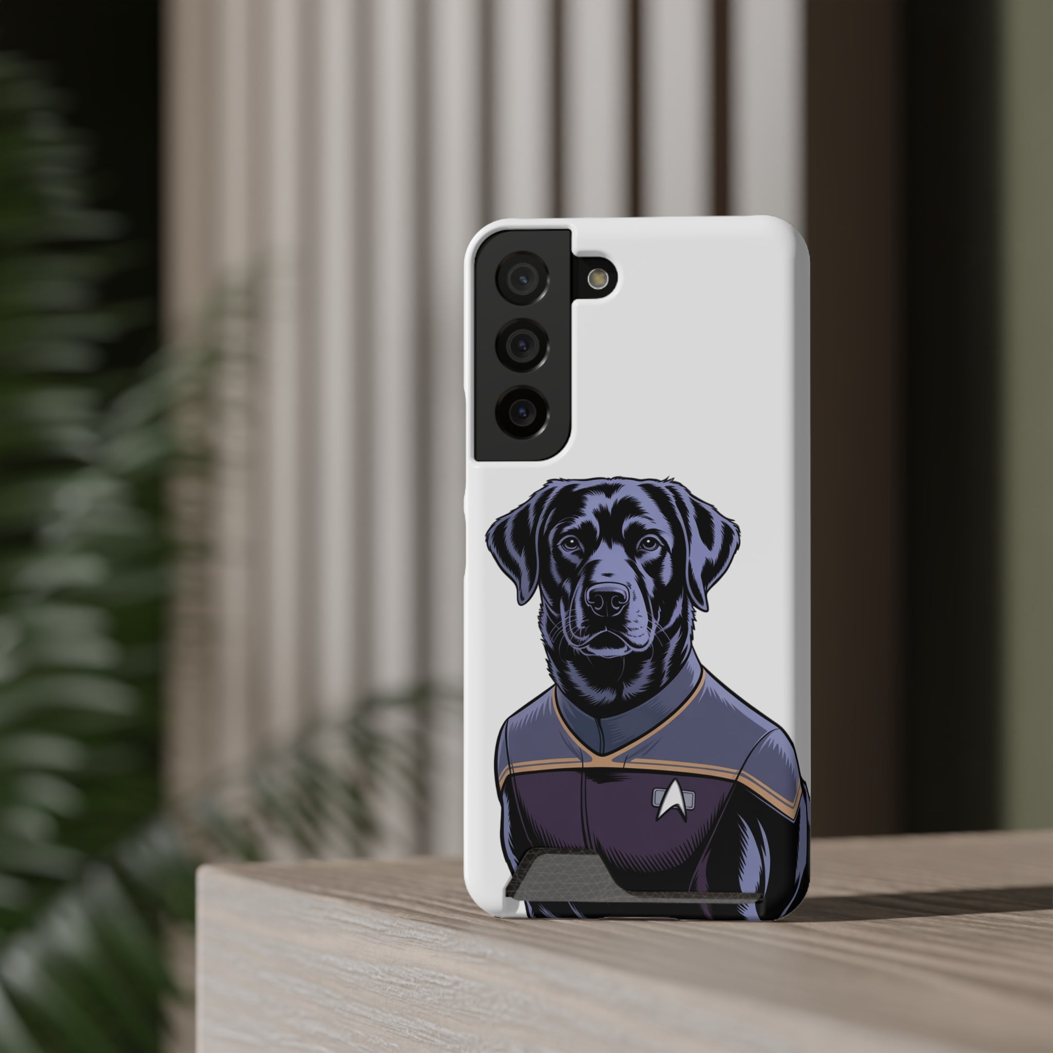 Black Lab Dog-Fleet Phone Case with Card Holder