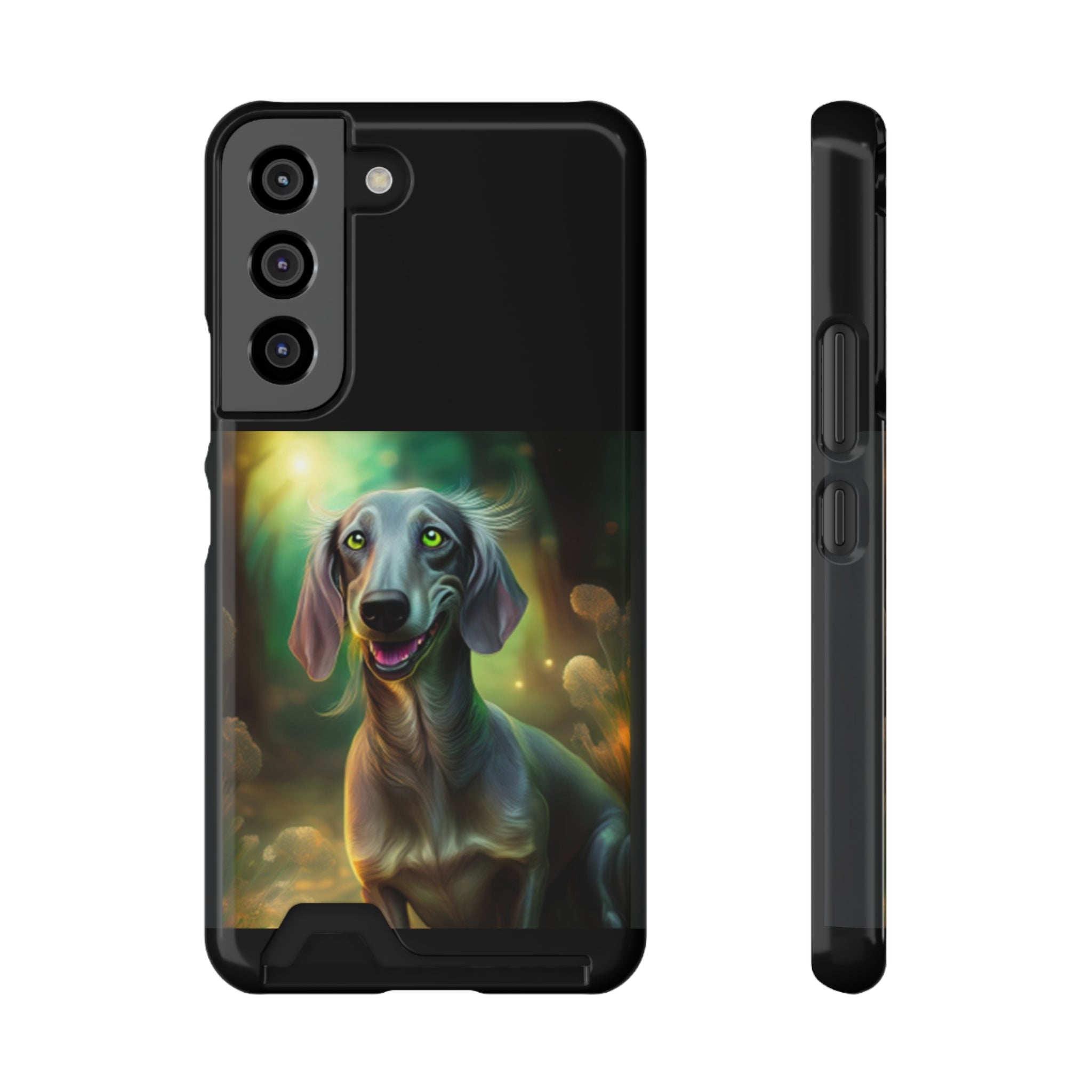 Dachshund Silver Grey Phone Case with Card Holder
